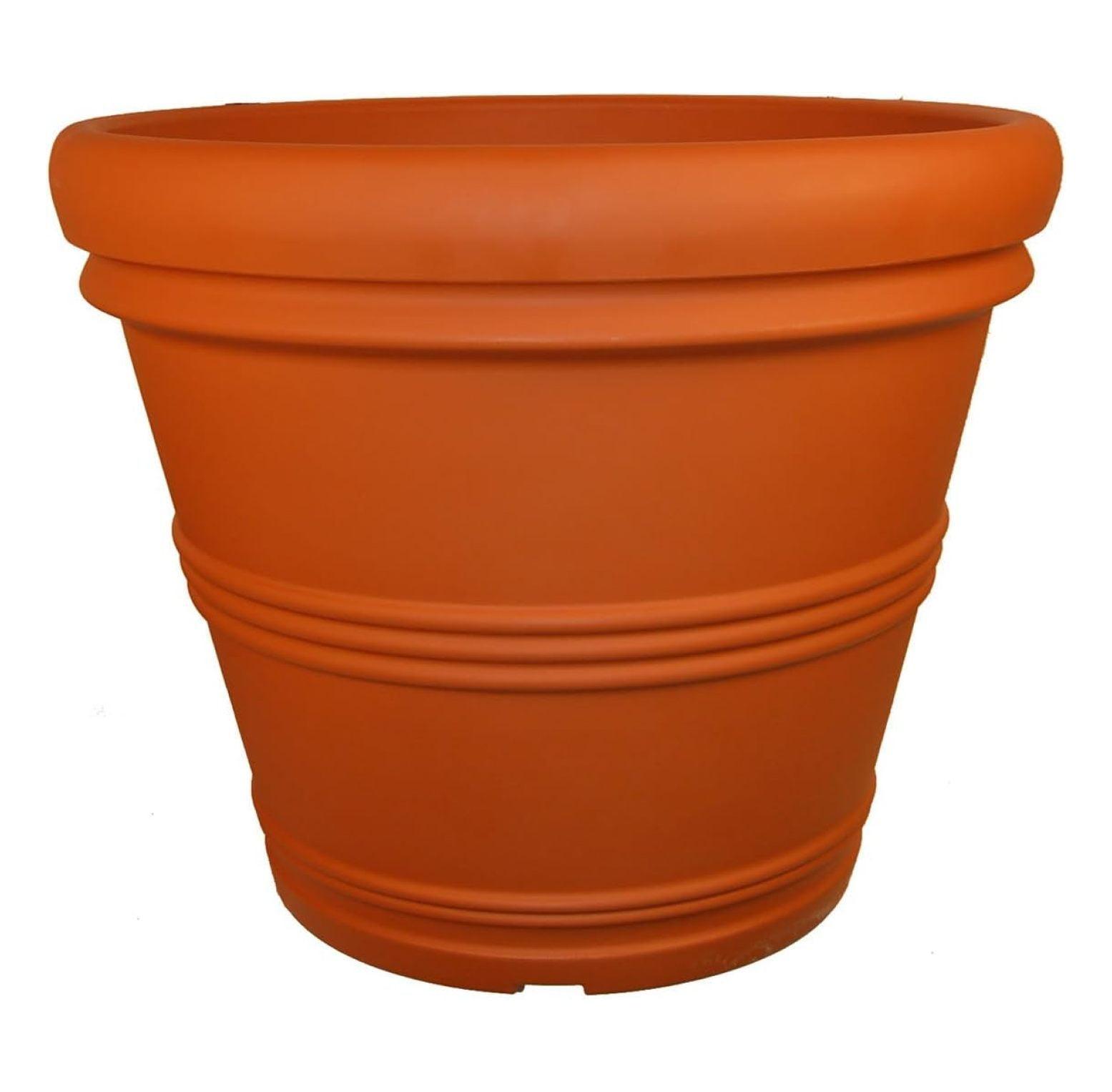 Tusco Products (#RR155) Rolled Rim Round Planter, Terra Cotta - 15.5” D x 13"