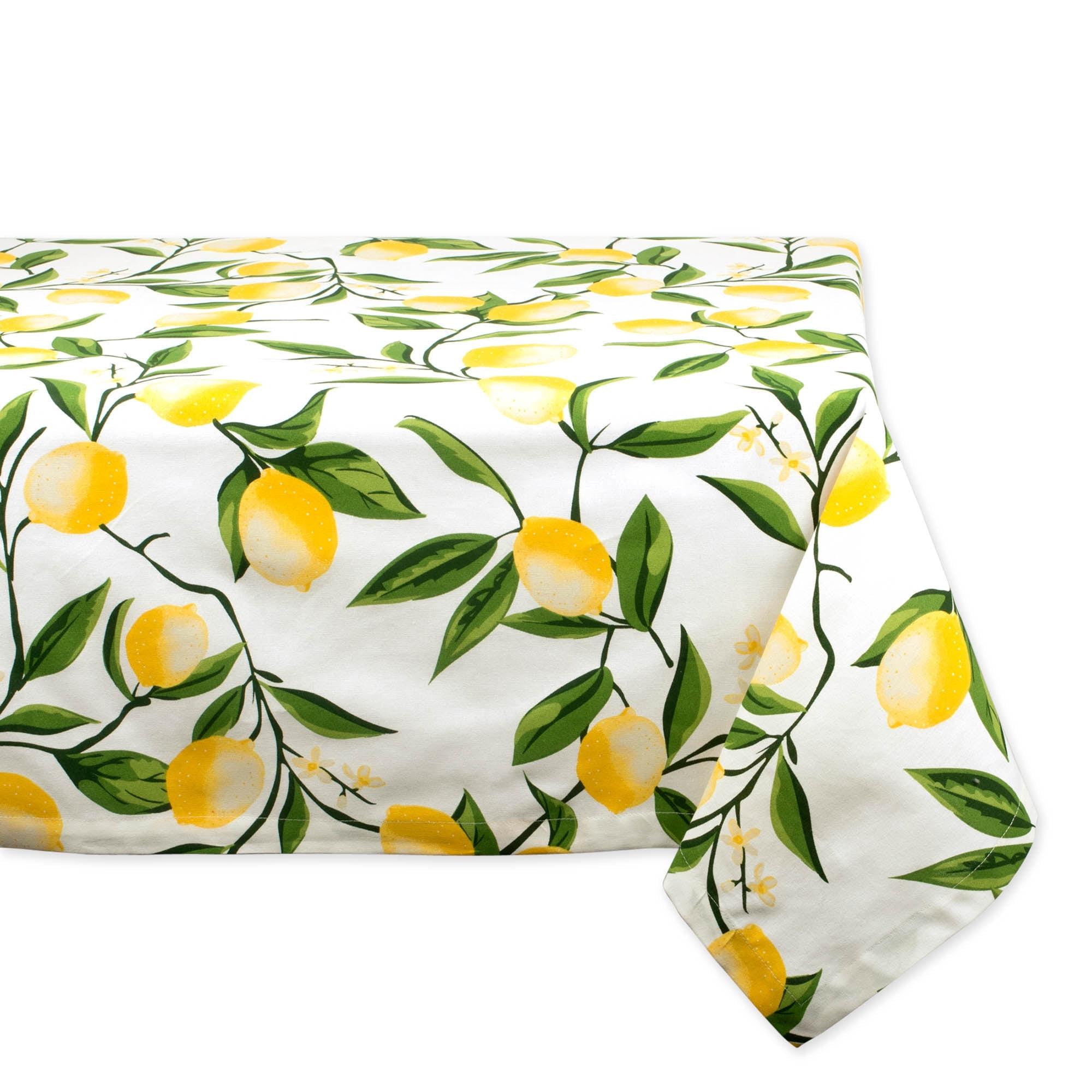 Lemon Blossom Print Cotton Tablecloth, 52x52