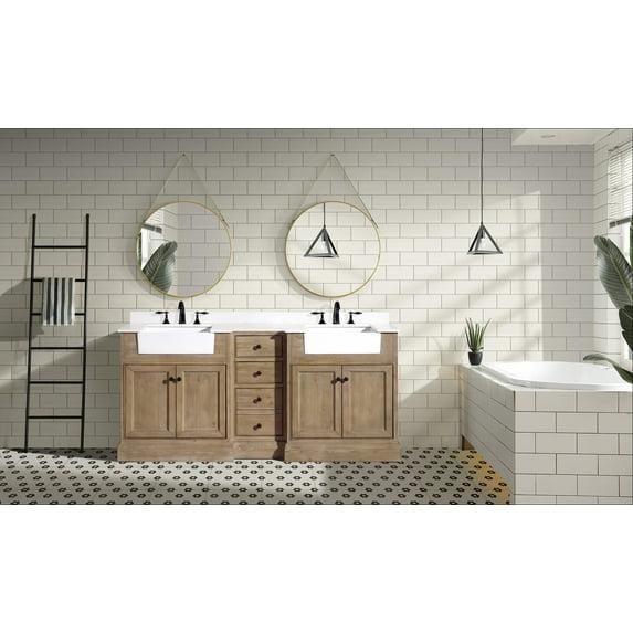 Kelly 72" Bathroom Vanity Weathered Fir - White Engineered Countertop