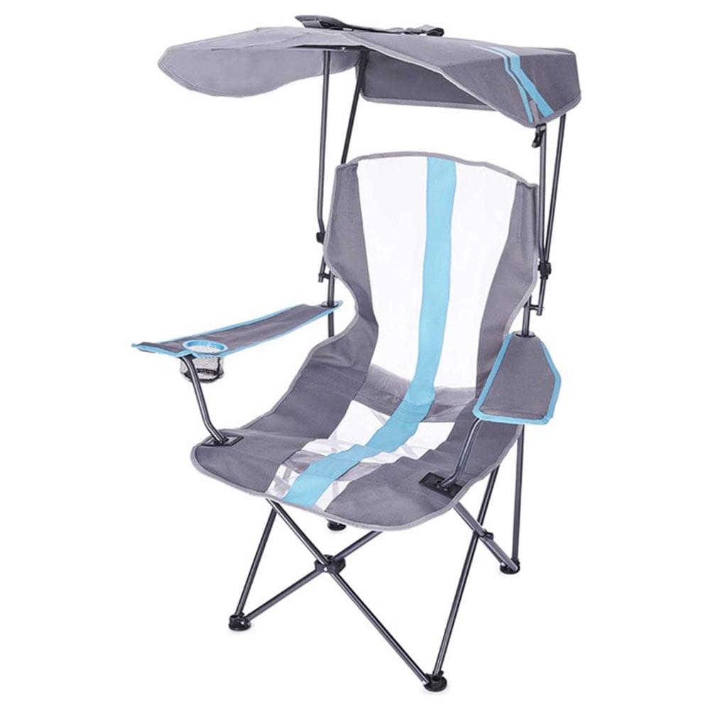 Modern Foldable Outdoor Chair with 50+ UPF Canopy, Blue & Gray