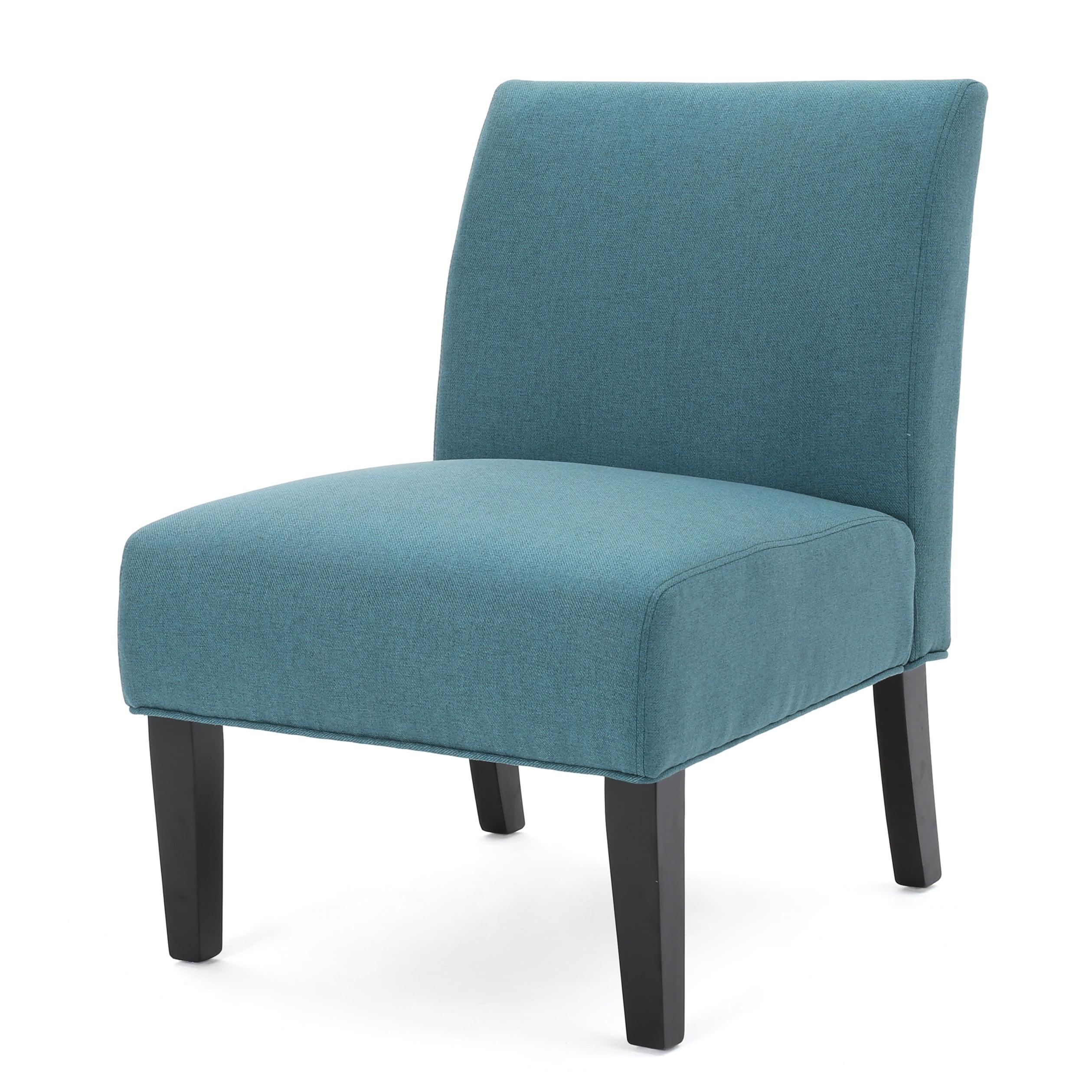 Kendal Dark Teal Fabric Geometric Slipper Accent Chair