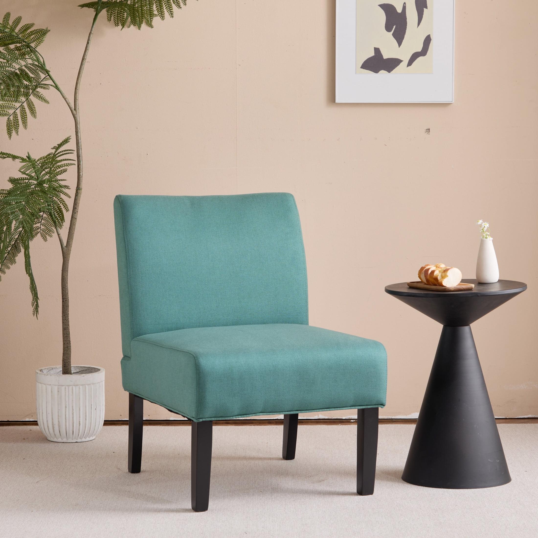 Kendal Dark Teal Fabric Geometric Slipper Accent Chair