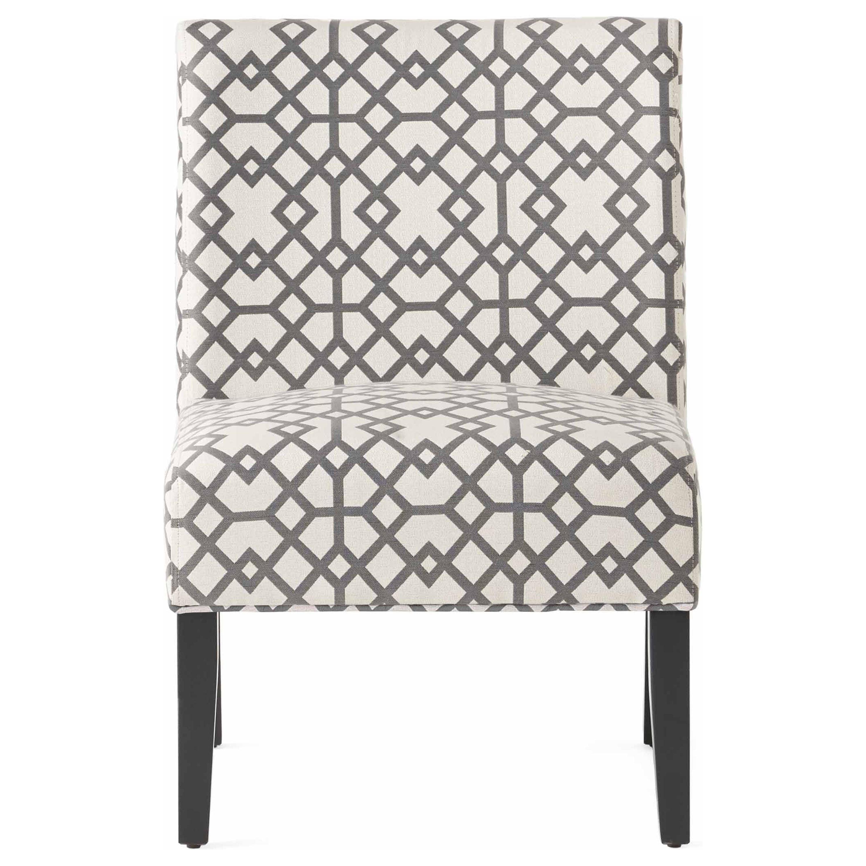 Parsons Grey Geometric Wood Accent Chair with Tapered Legs