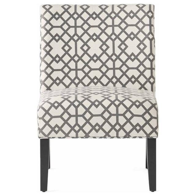 Kassi Accent Chair Gray Geometric Patterned - Christopher Knight Home: Polyester Upholstery, Rubberwood Frame