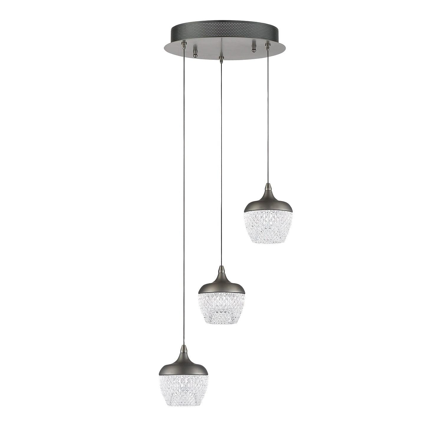 Kendal Lighting Arika 15-watt Integrated LED 3-light Pendant Pan Stainless Steel Finish