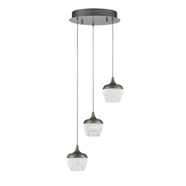 Kendal Lighting Arika 15-watt Integrated LED 3-light Pendant Pan Stainless Steel Finish