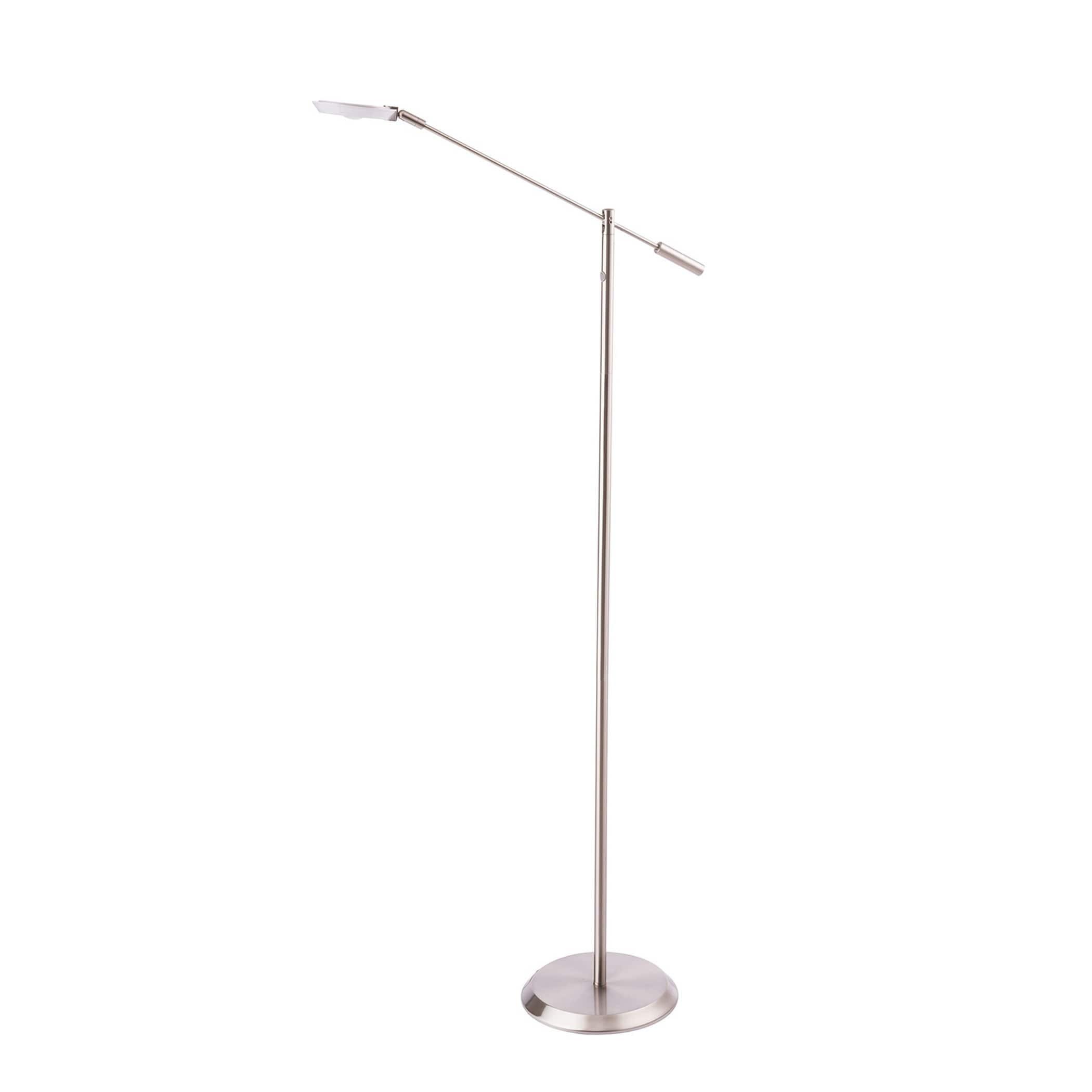 Adjustable Satin Nickel LED Floor Lamp with Memory Dimmer