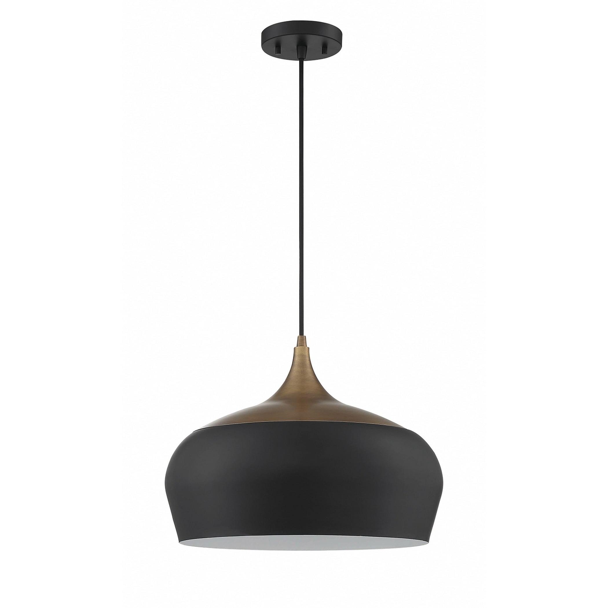 Orian Grande Adjustable Black and Brass 1-Light Pendant