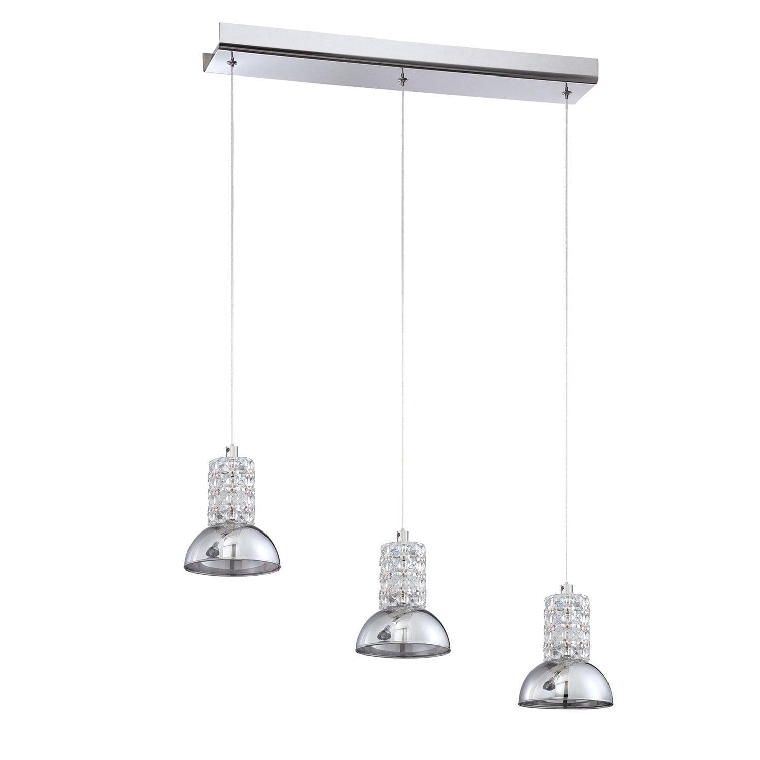 Chrome Mirrored Glass 3-Light Island Pendant