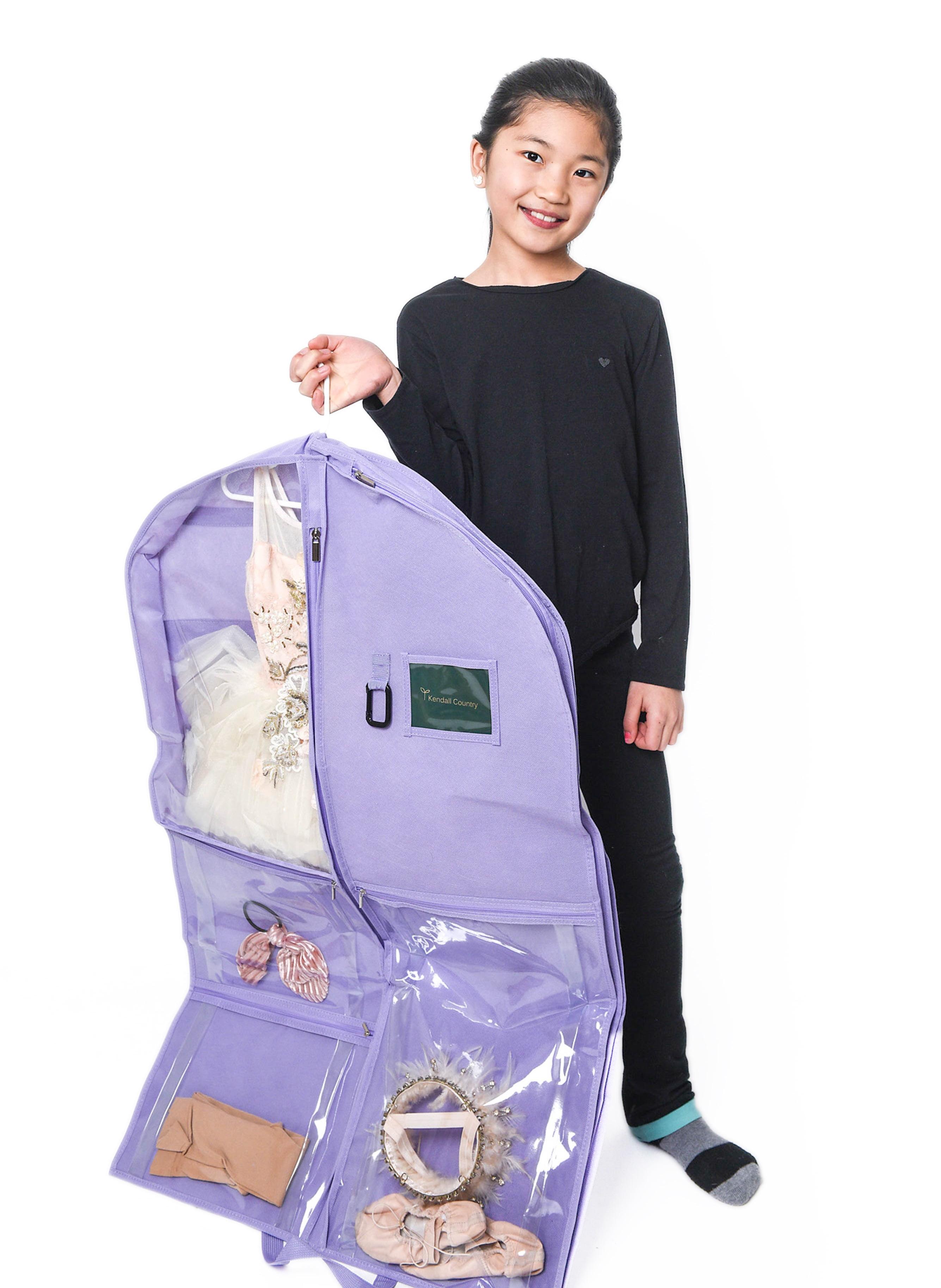 Kendall Country Dance Garment Bag Costume Organizer for Dancers, Beauty Pageants, Sports, Gymnasts, Figure Skaters, Travel and more - Lavender Purple 40 inch Long