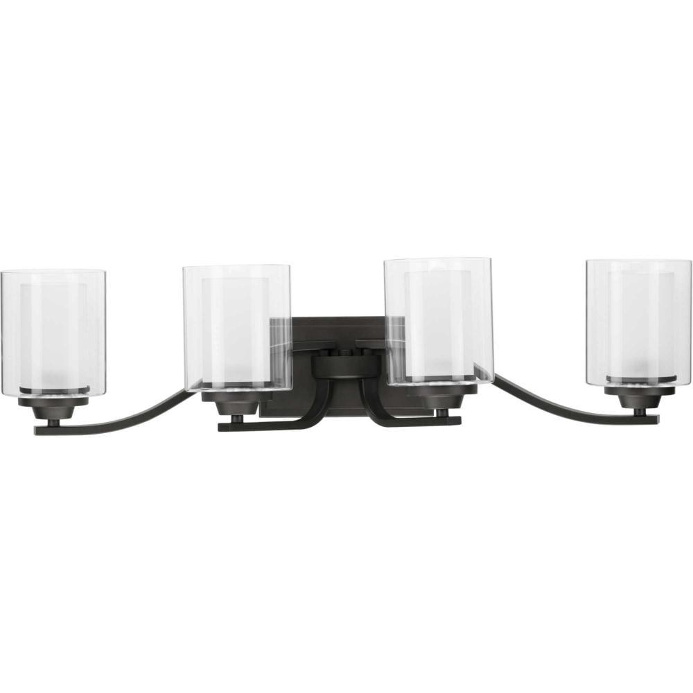 Progress Lighting Kene 4-Light Wall Bracket, Graphite, Etched Glass Shades