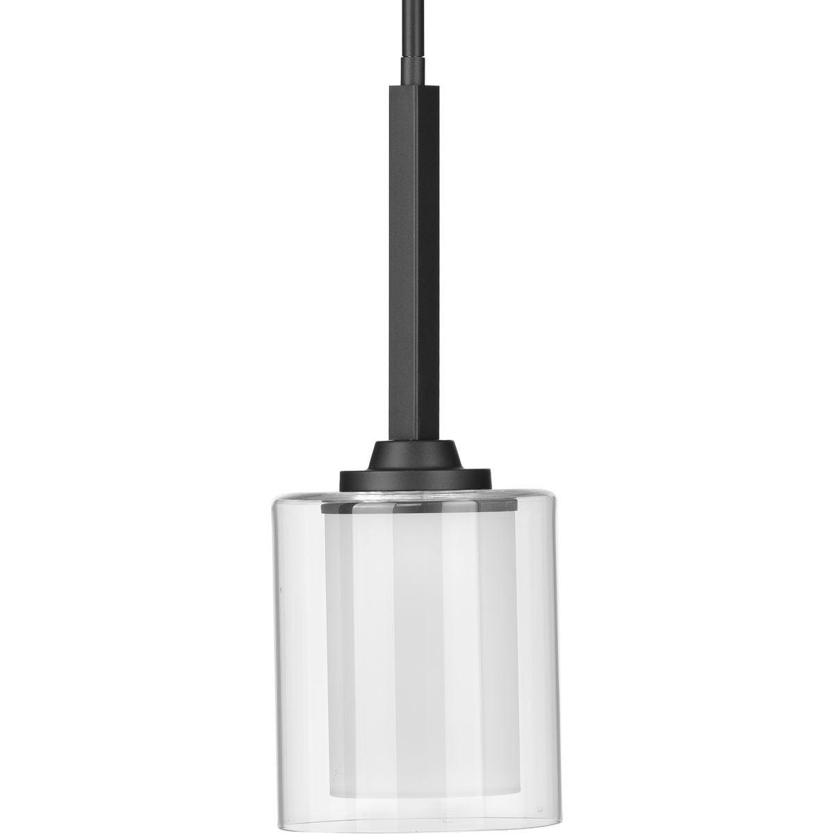 Kene Graphite Mini-Pendant with Etched Glass and Brushed Nickel Frame