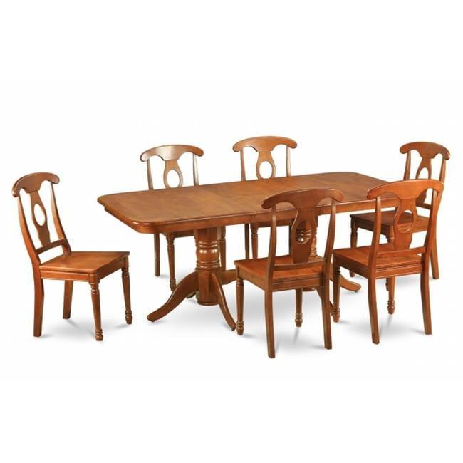 Saddle Brown 7-Piece Solid Wood Dining Set with Butterfly Leaf