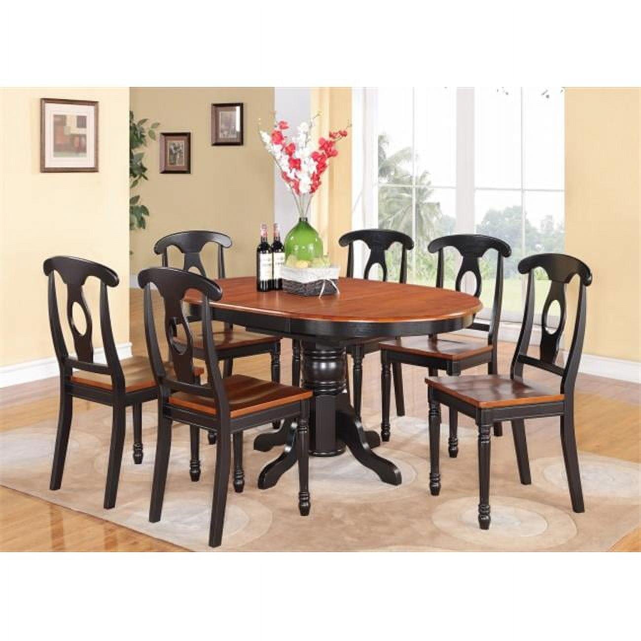 Kenley 7-Piece Black and Cherry Wood Dining Set