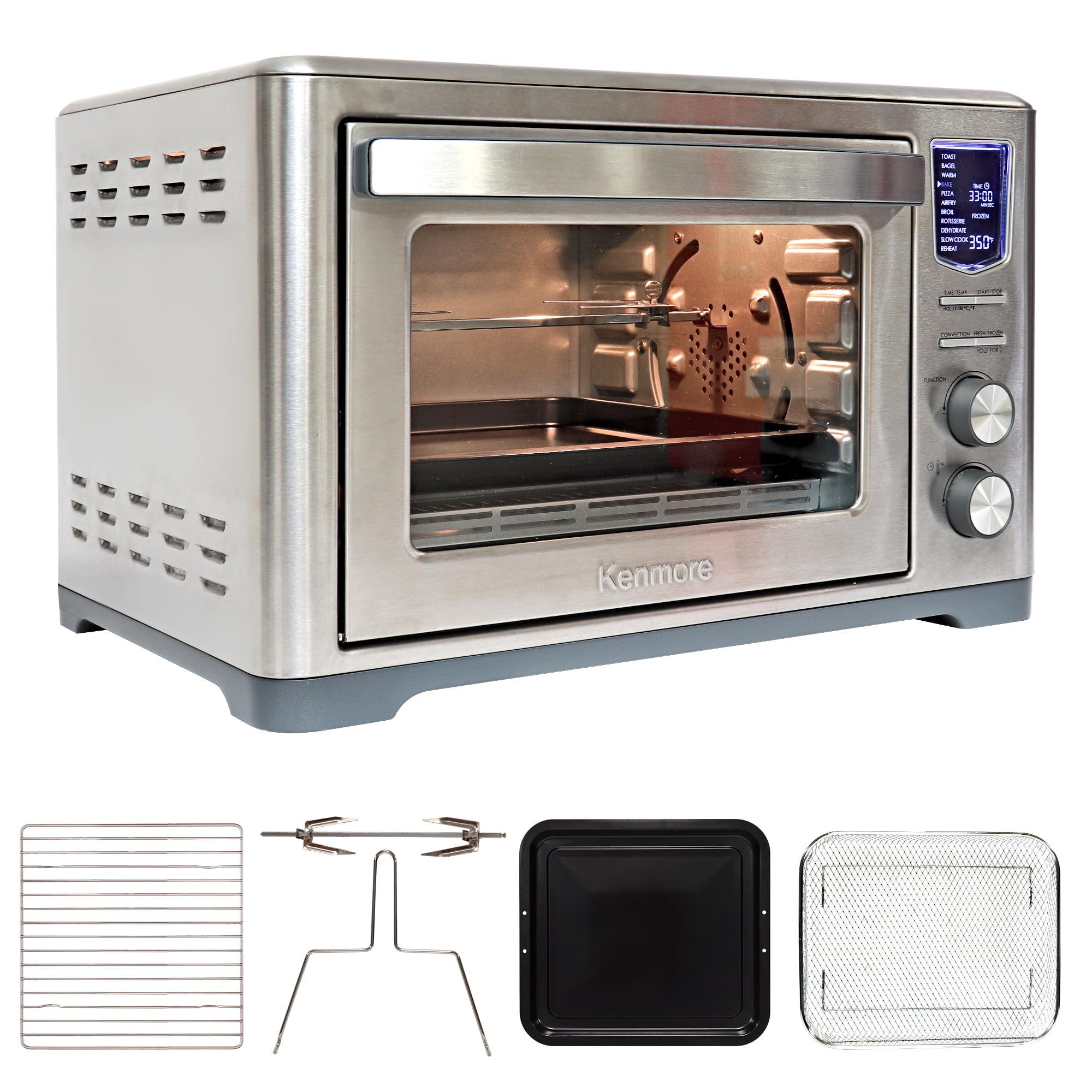 Kenmore 11-in-1 25qt Digital Air Fryer Convection Toaster Oven Rotisserie: Stainless Steel Countertop Oven, 1700W