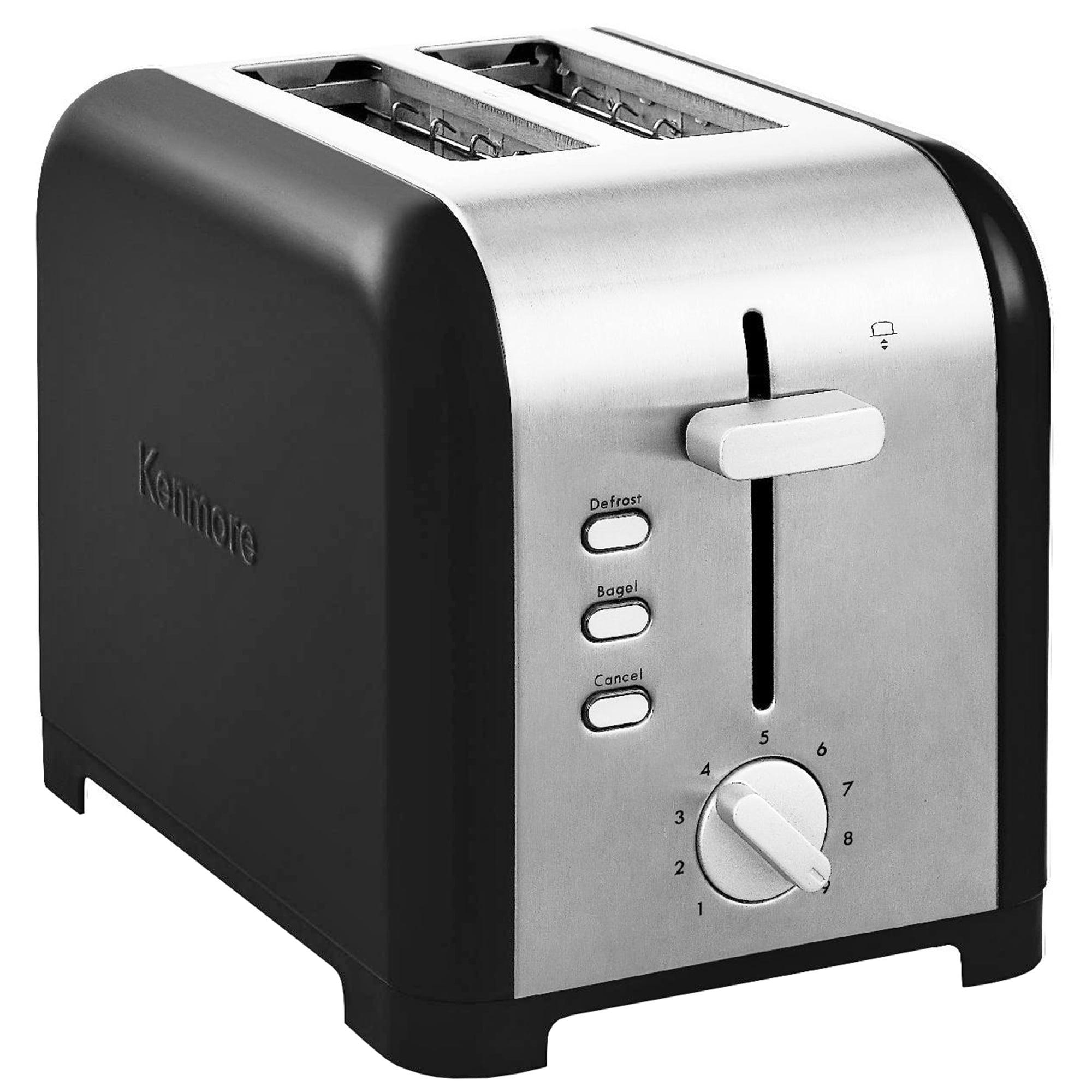 Kenmore 2 Slice Toaster with Wide Slot, Bagel/Defrost Feature, Stainless Steel