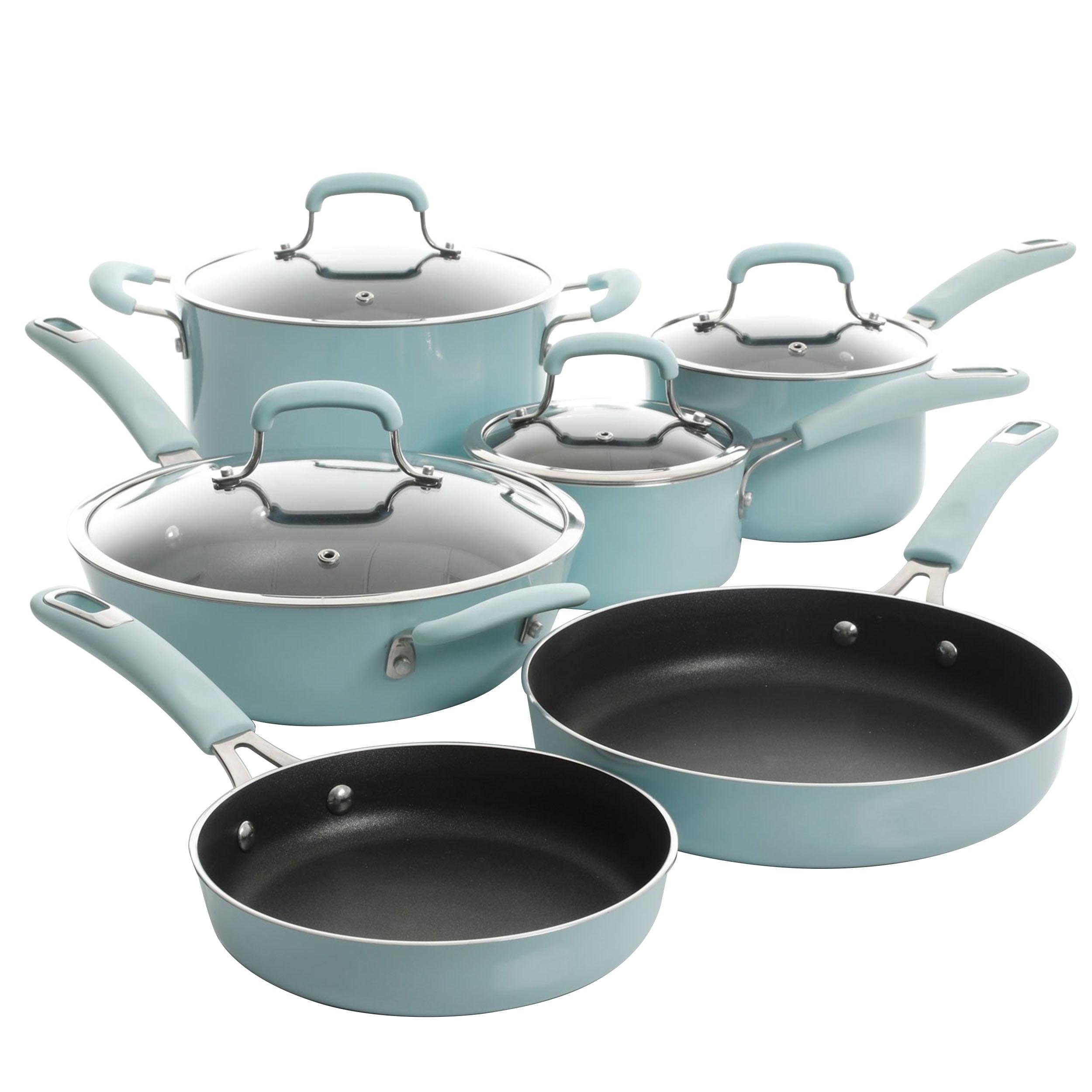 Kenmore Elite Glacier Blue Nonstick Aluminum 10-Piece Cookware Set