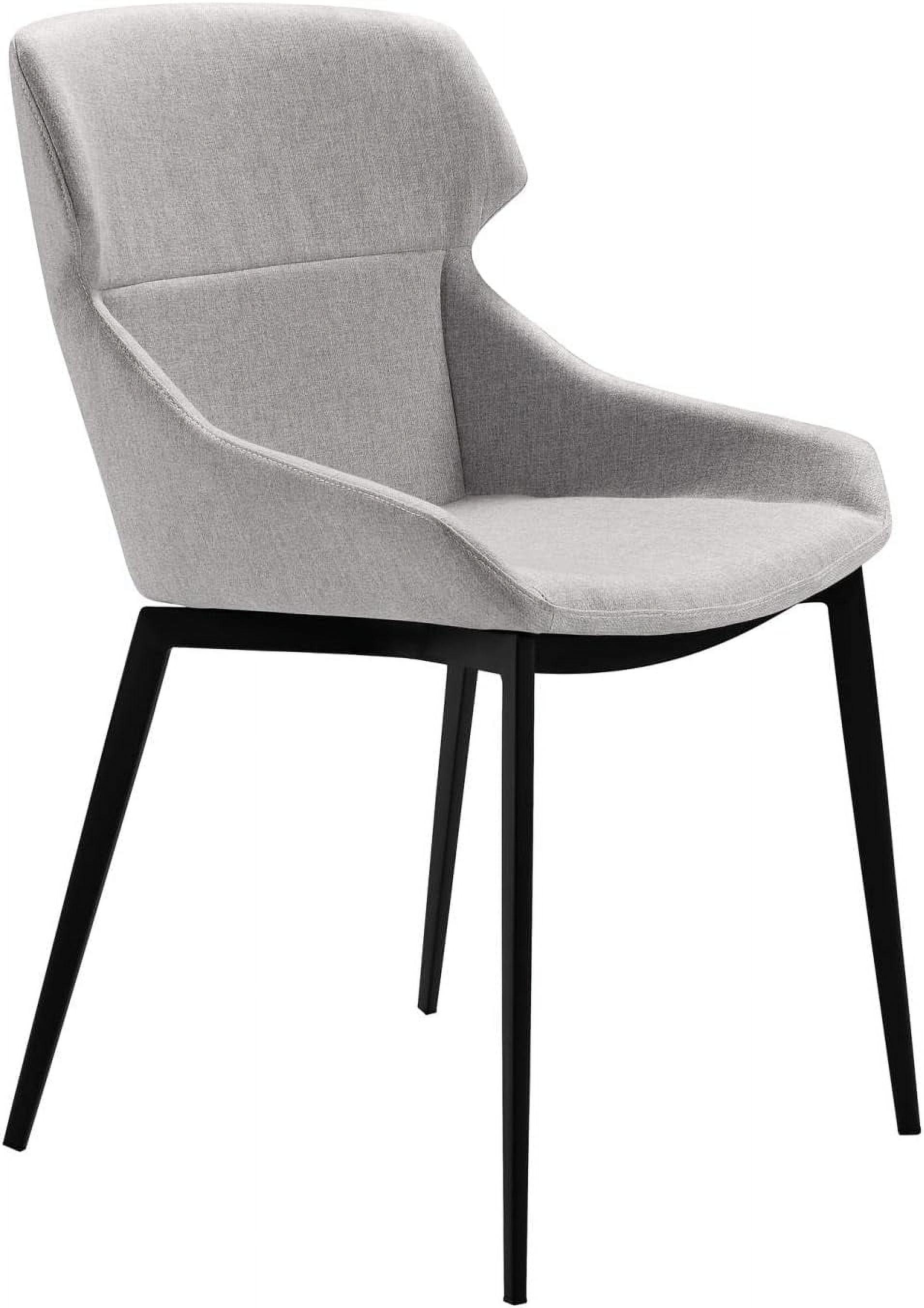 High-Back Matte Black Metal Side Chair with Gray Upholstery