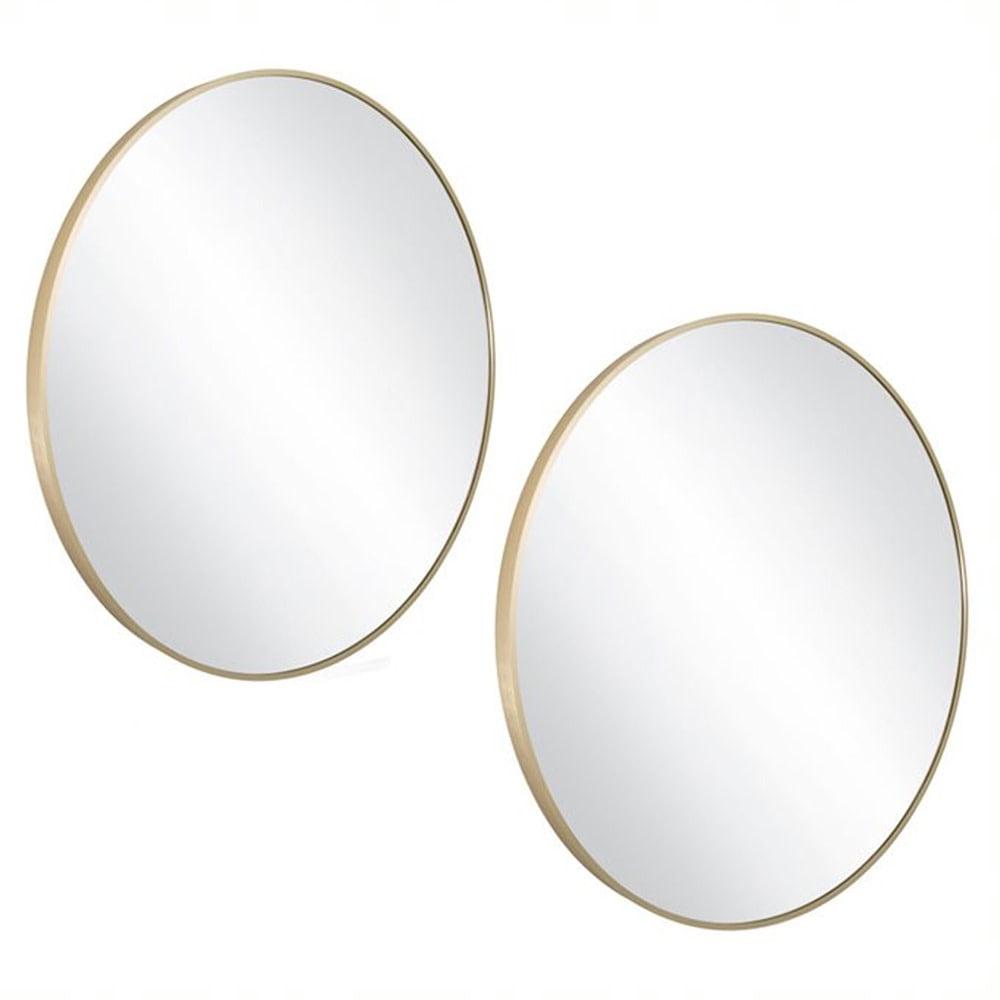 Design House Kenna Round Wall Mirror with Gold Frame, 28-Inch, 2-Pack