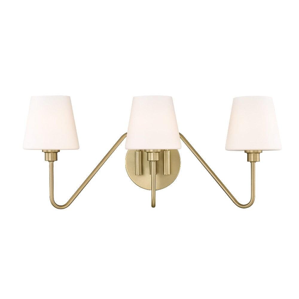 Kennedy Brushed Bronze 3-Light Vanity with Opal Glass Shades