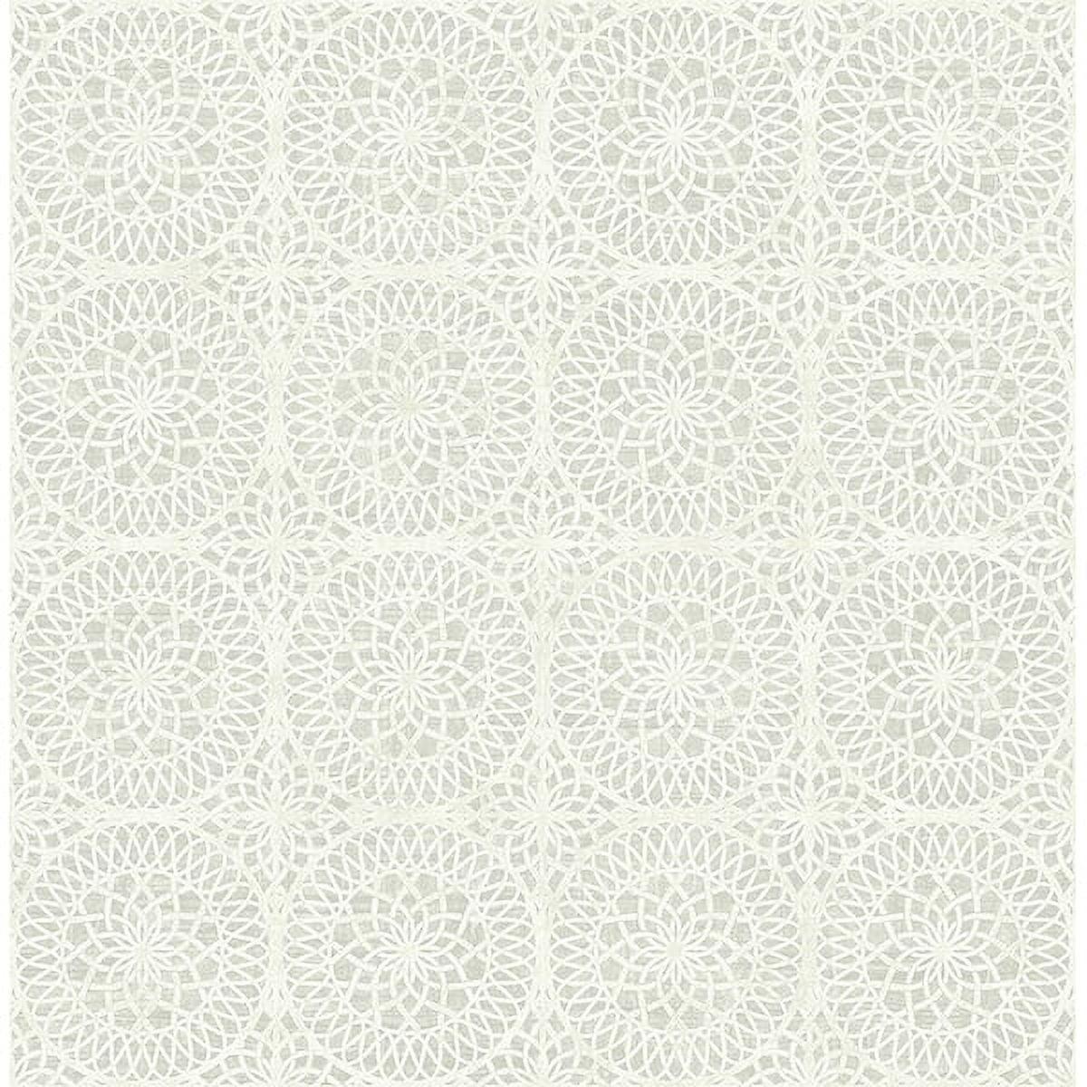 Pewter Medallion Vinyl-Coated Washable Wallpaper, 20.5-in by 33-ft