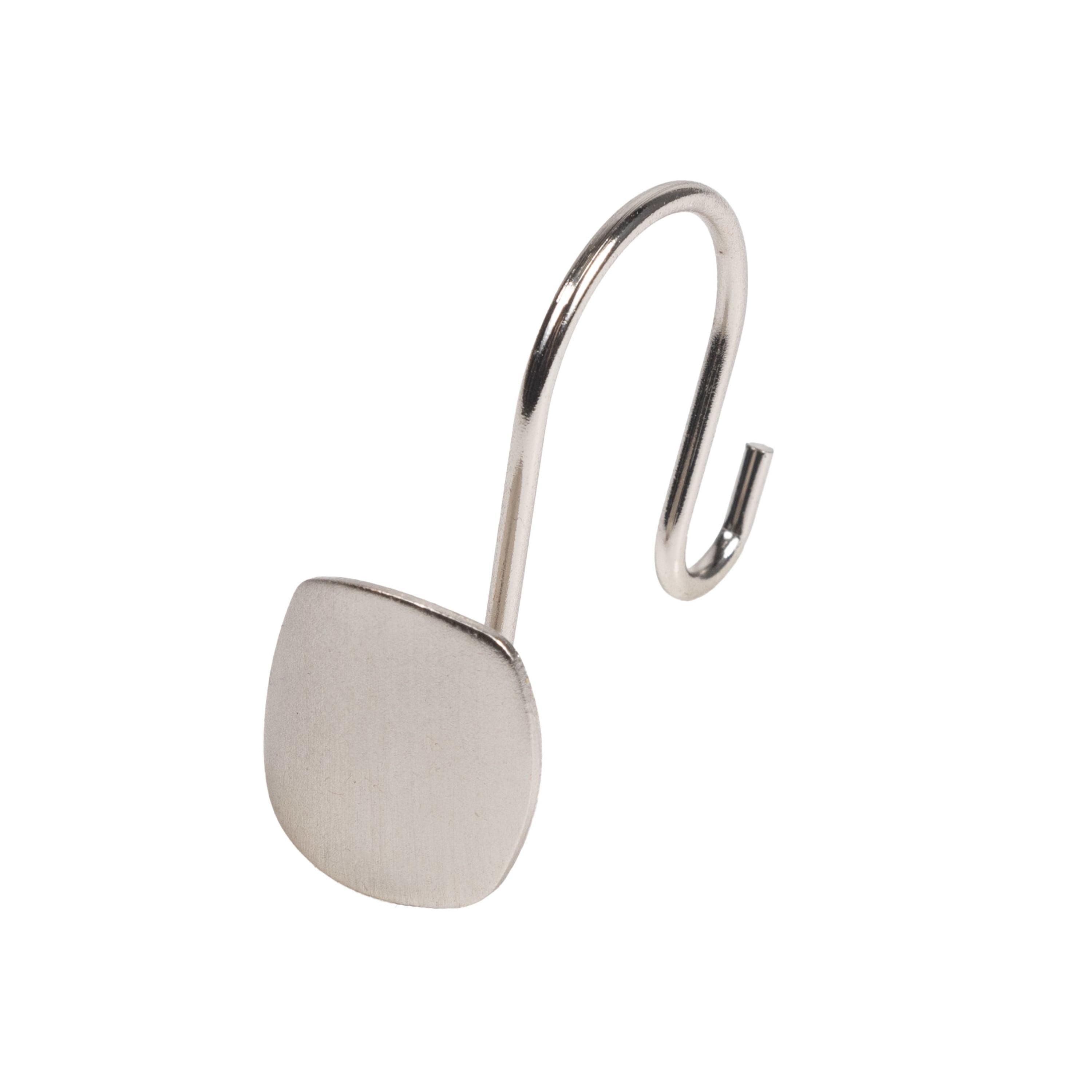 Kenney Kenney Abstract Rust-Resistant Metal Double Decorative Shower Curtain Hooks, Set of 12, Brushed Nickel (Set of 12)