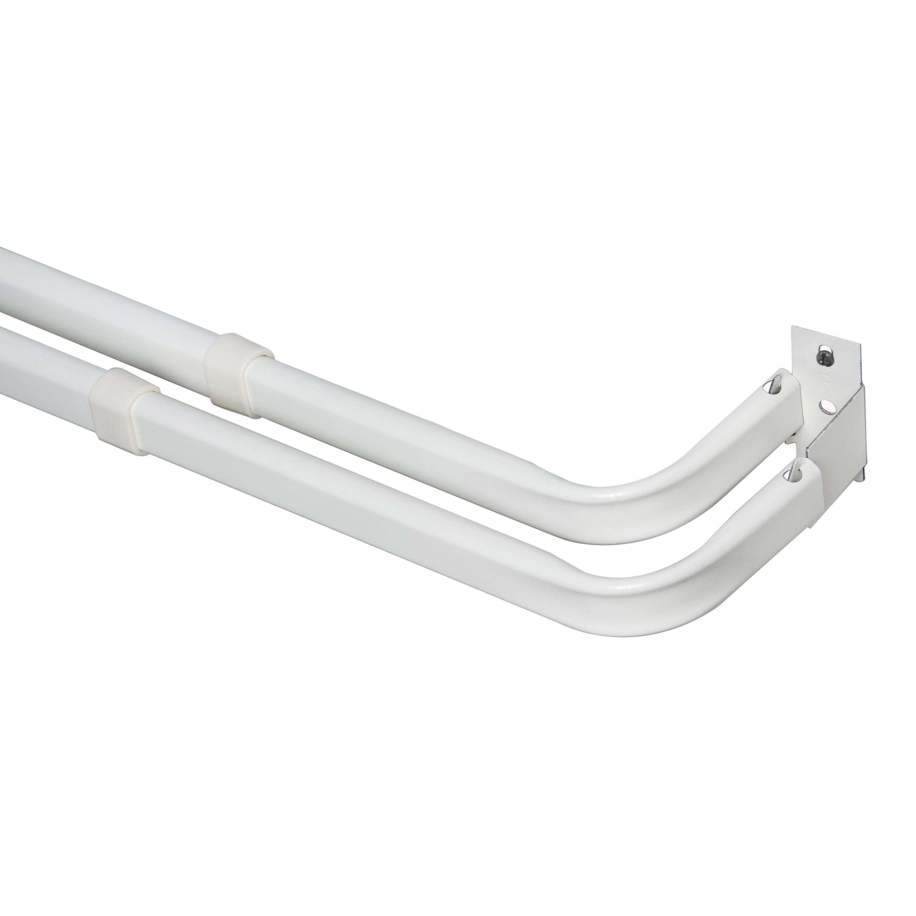 Kenney 48-86" Basic Steel Adjustable Double Curtain Rod, White