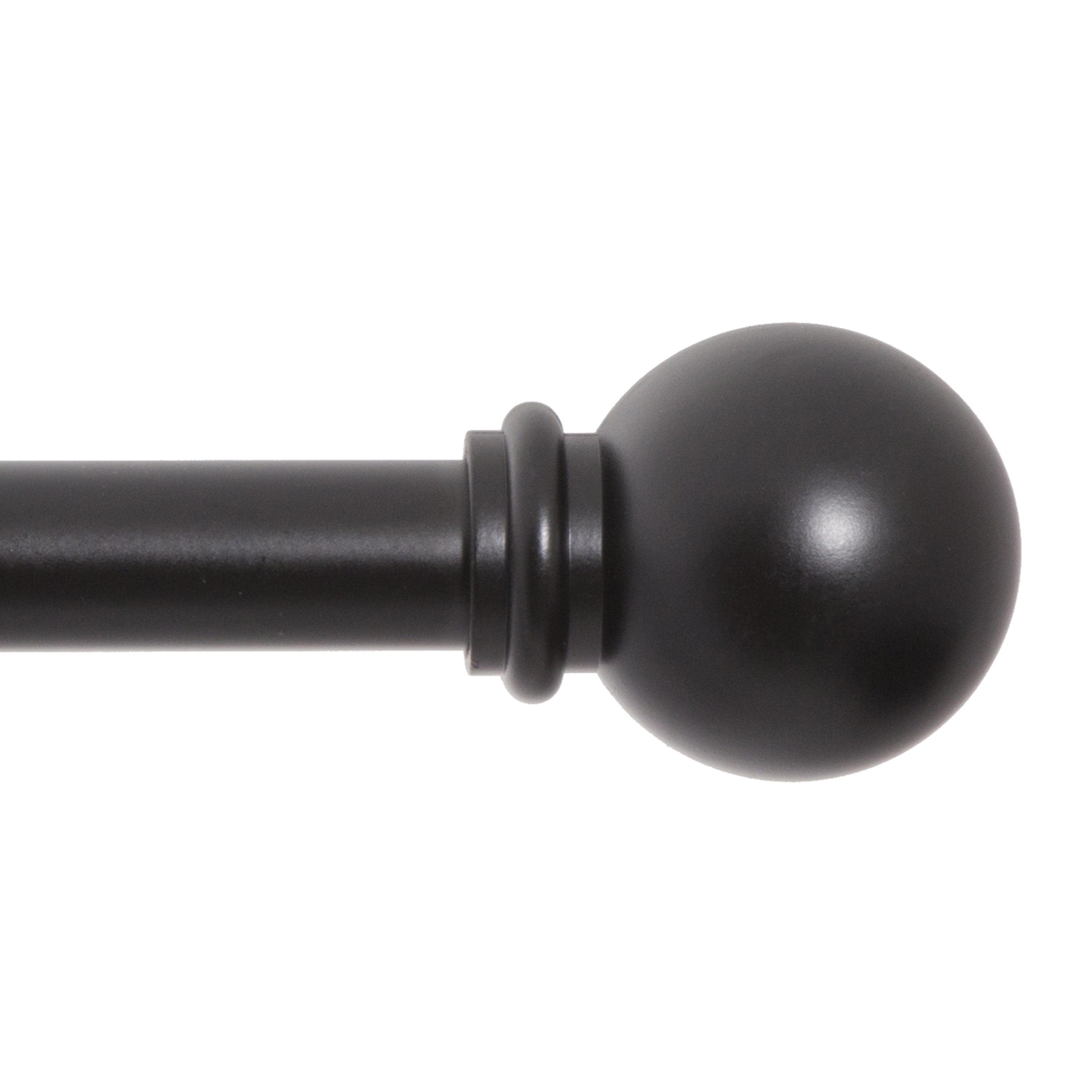 Kenney Chelsea 5/8" Matte Black Single Curtain Rod, 28-48", Black