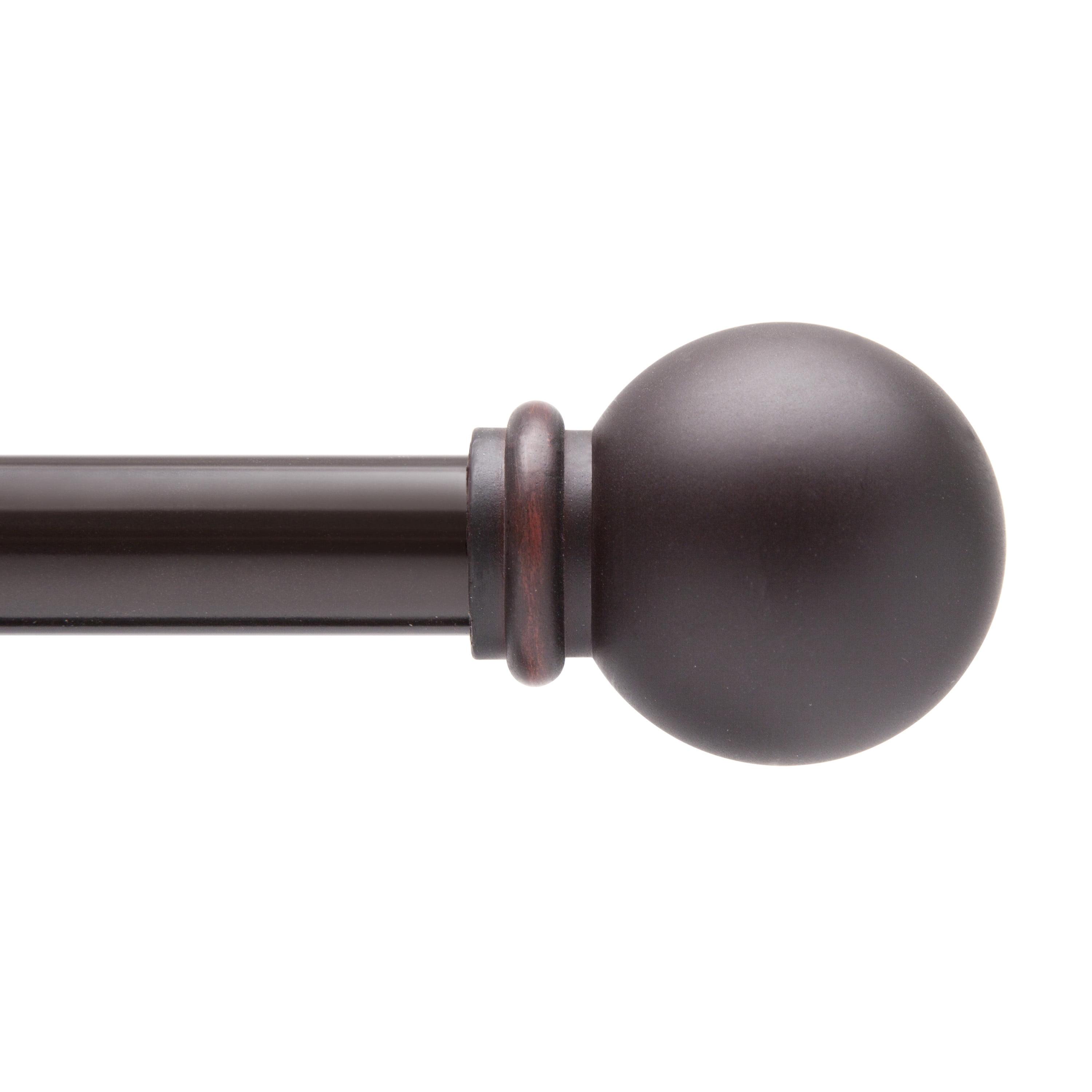 Weathered Brown Adjustable Curtain Rod with Ball Finials, 28-48 Inch