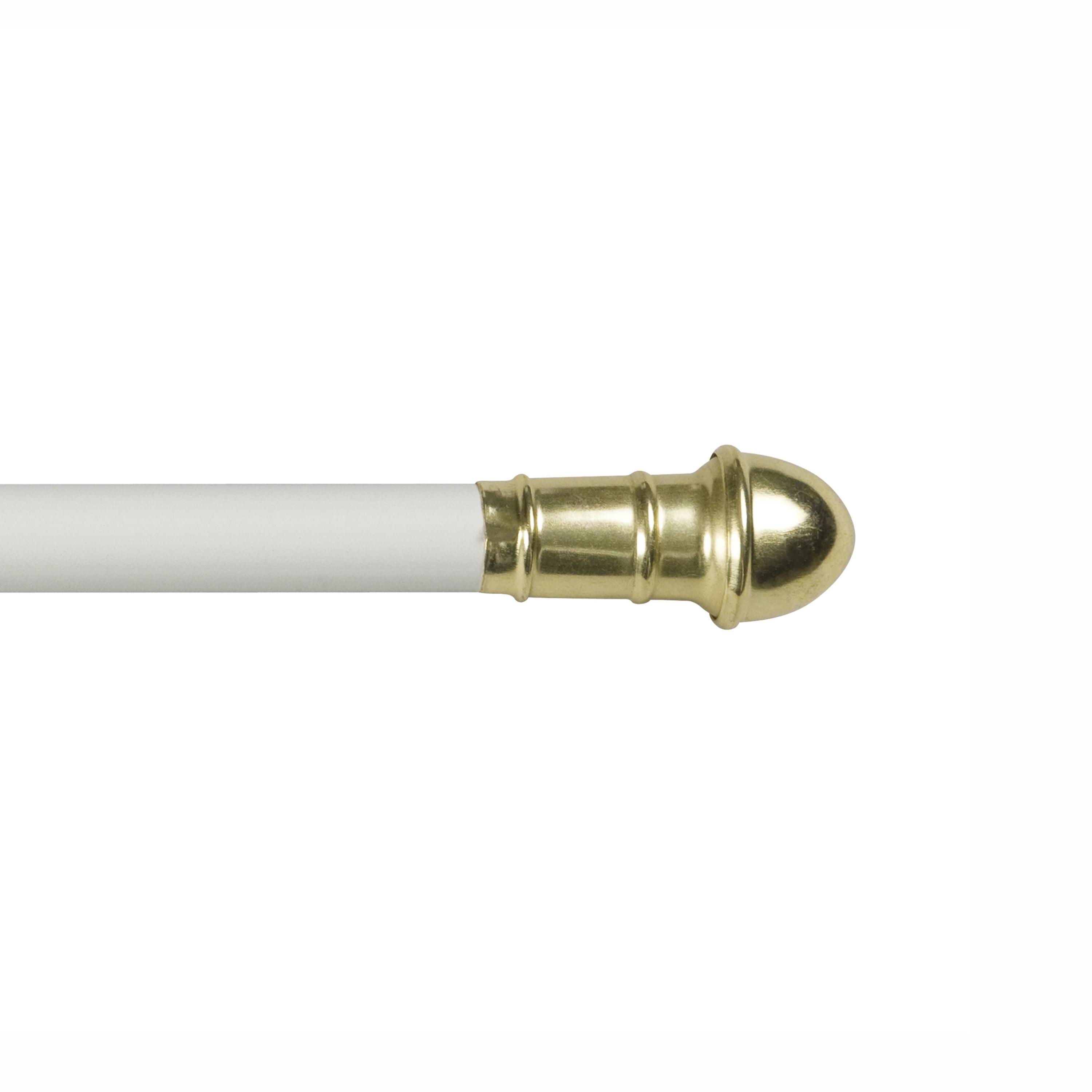 White and Gold Adjustable Steel Cafe Curtain Rod, 28-48 inches