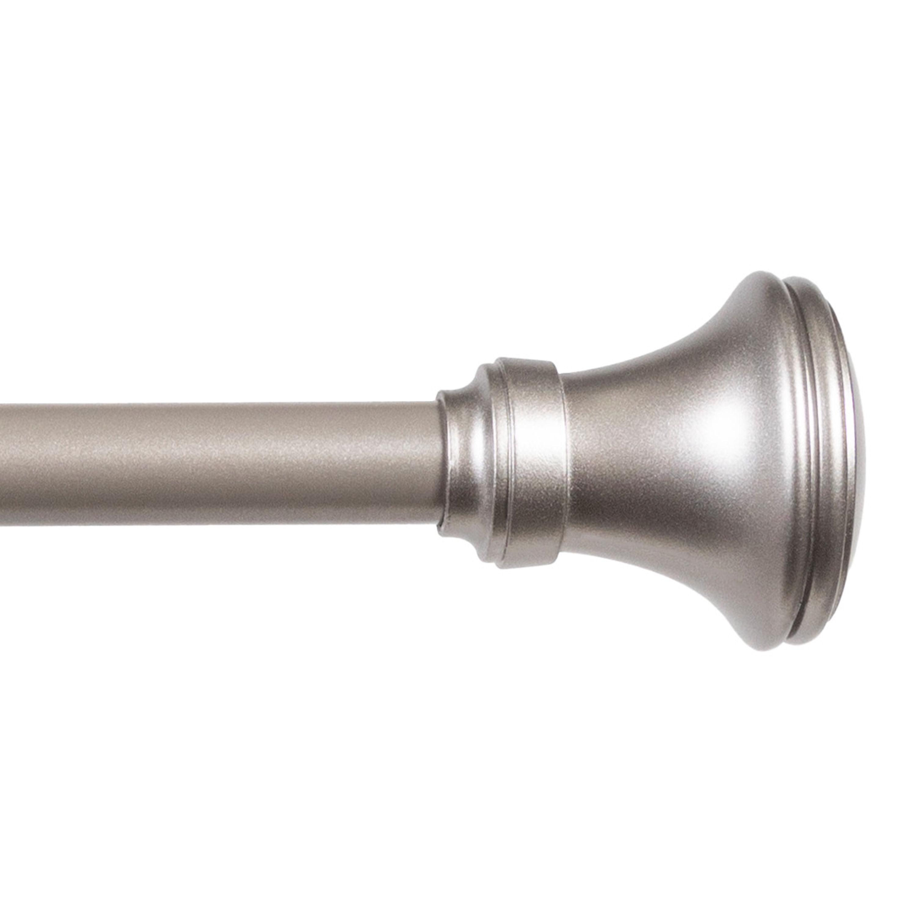 Kenney Fast Fit No Measure Vance 5/8" Decorative Window Curtain Rod, 36-66", Polished Pewter