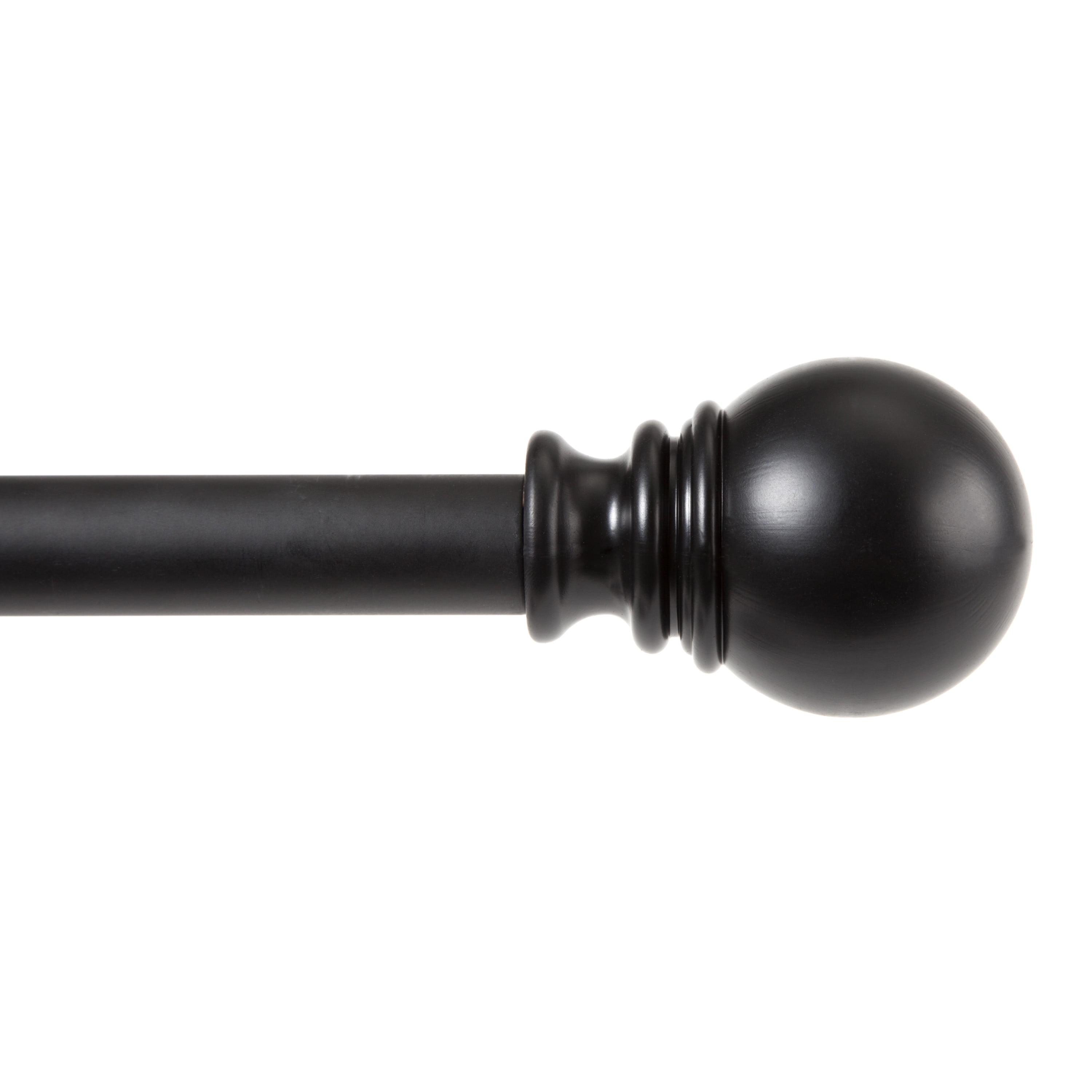 Layla Matte Black Adjustable Curtain Rod with Ball Finials