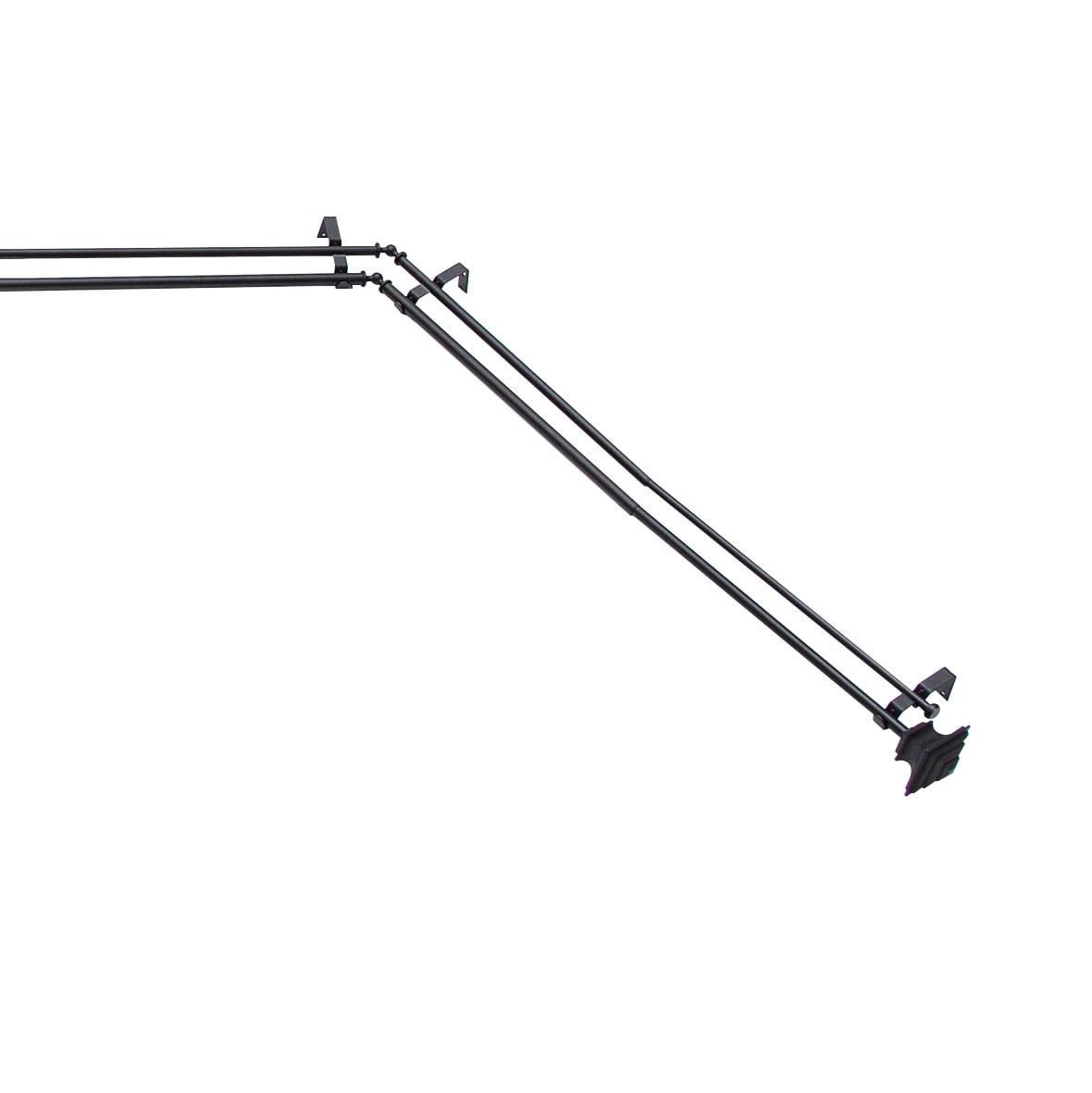 Kenney Mission 3/4" Decorative Bay Window Double Curtain Rod, 78-144", Black