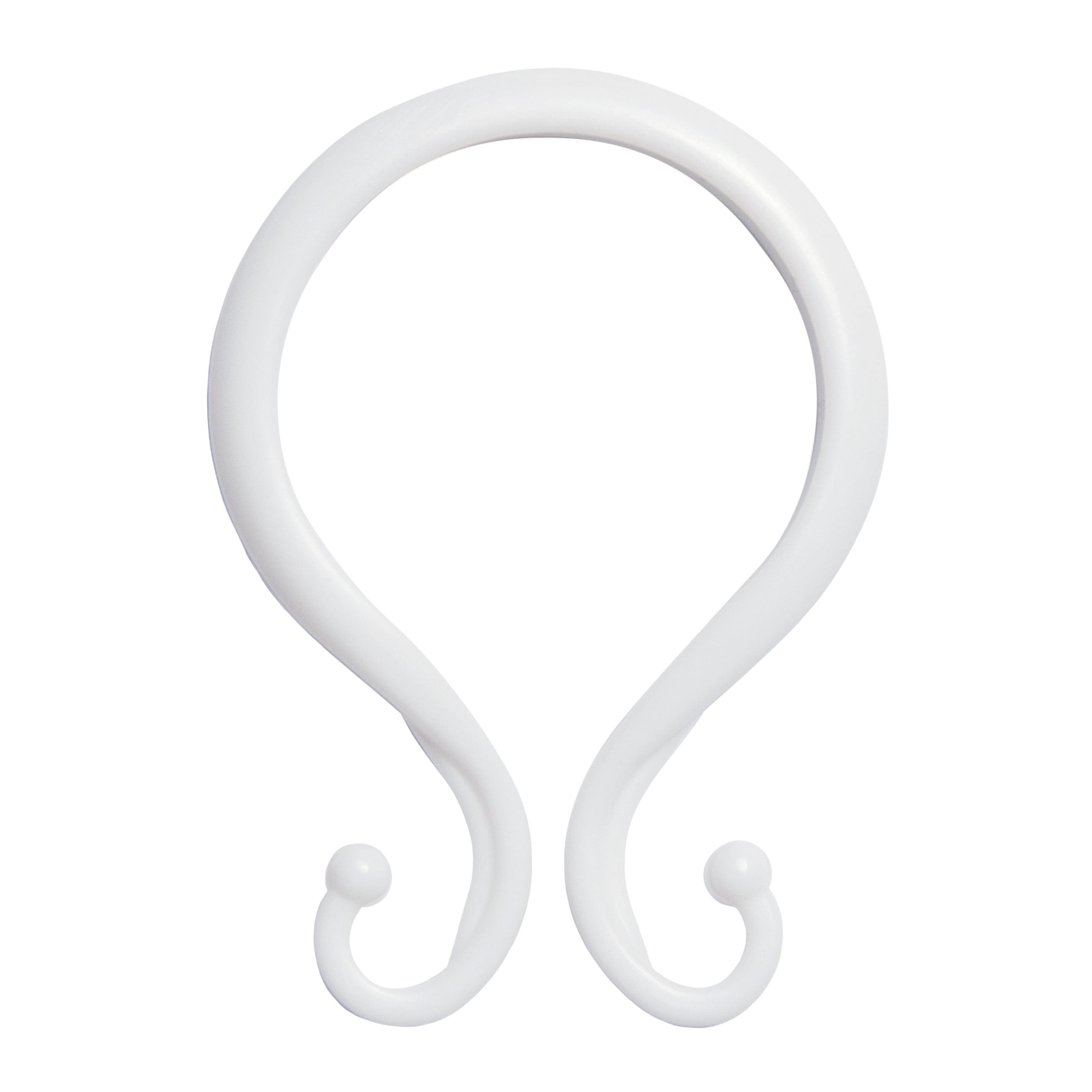 Kenney Rust-Proof Plastic Shower Curtain Double Hooks, Set of 12, White