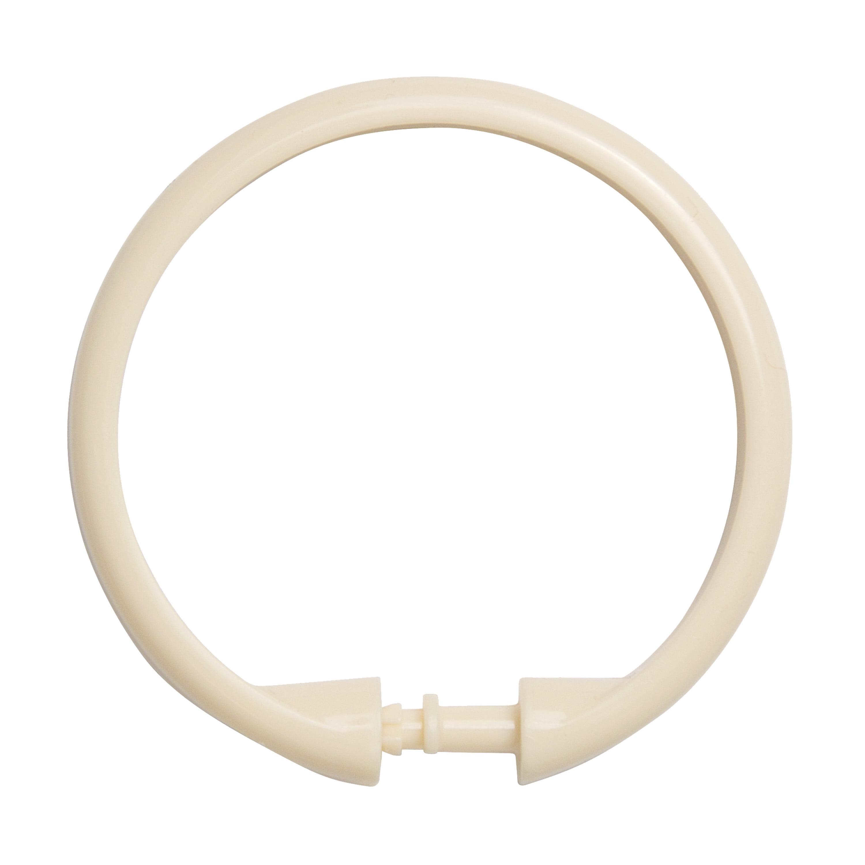 Kenney Rust-Proof Smooth Plastic Shower Curtain Rings, Set of 12, Cream