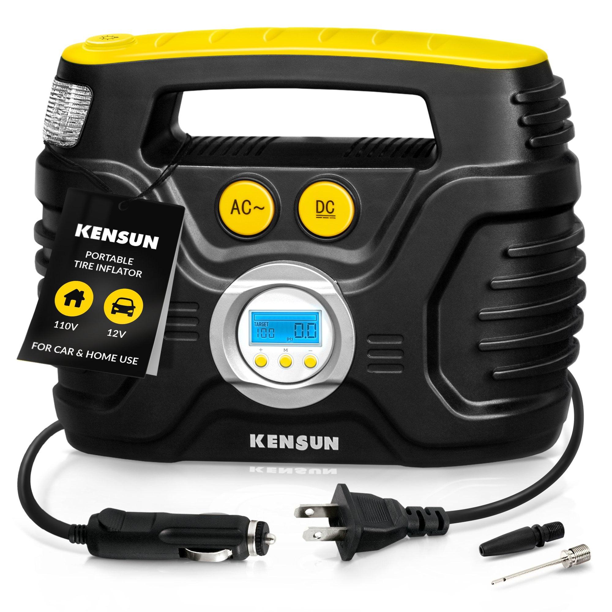 Kensun Air Compressor for Tires - Portable Tire Inflator Air Pump for Car - Electric Tire Compressor for Home and Car - Air Compressor Tire Pump - Air Pump for Cars, BIkes, And Inflatables