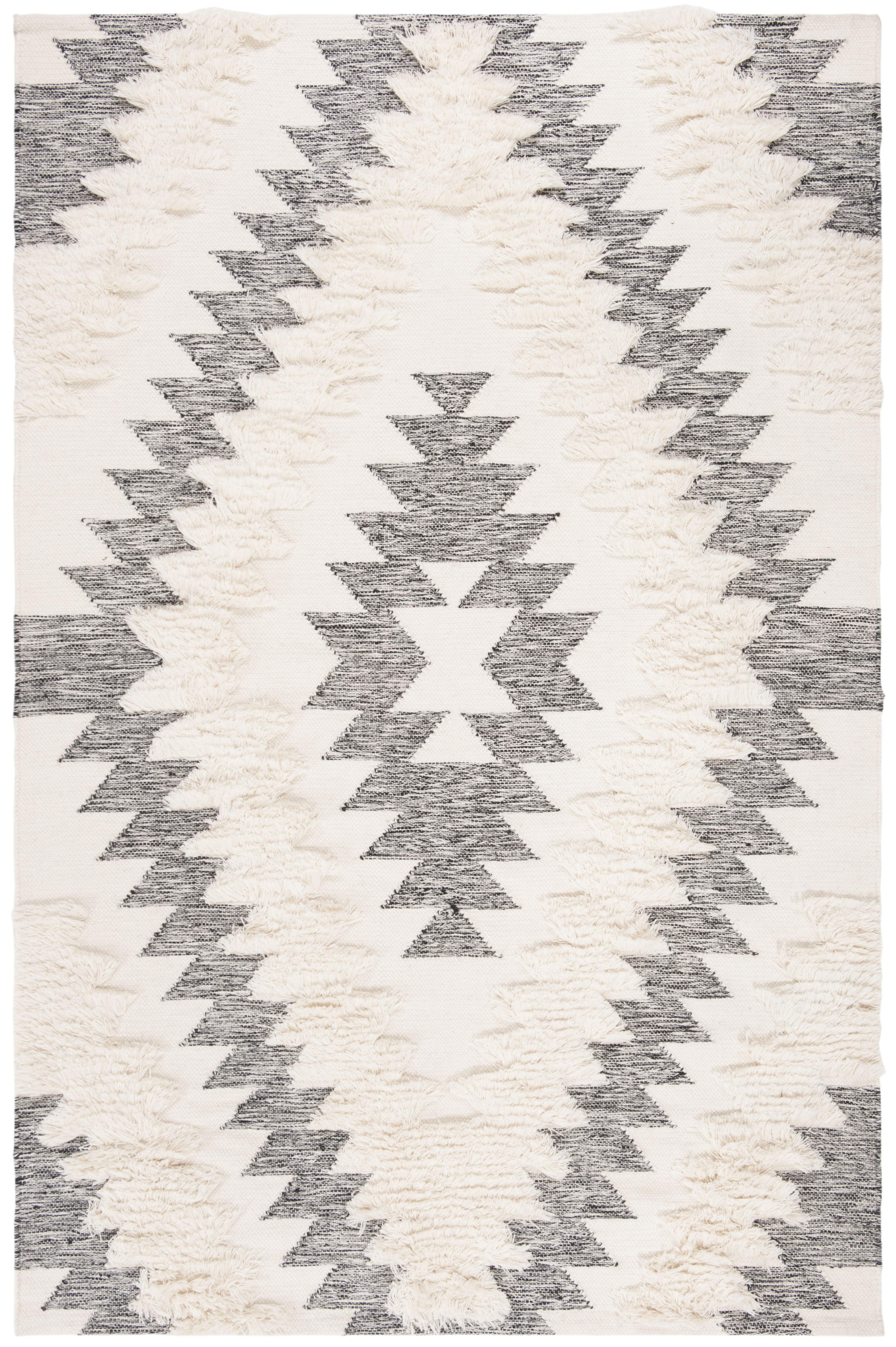 Kenya Tribal Artistry Black and Ivory Wool 8' x 10' Rug