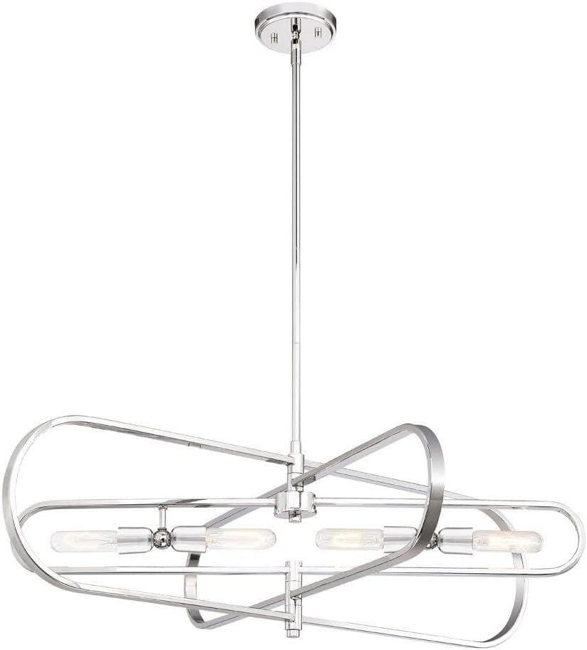 Kenzo 4-Light Polished Nickel Glass Island Chandelier