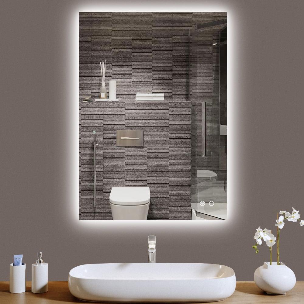 Keonjinn 20" x 28" Silver LED Backlit Anti-Fog Bathroom Vanity Mirror