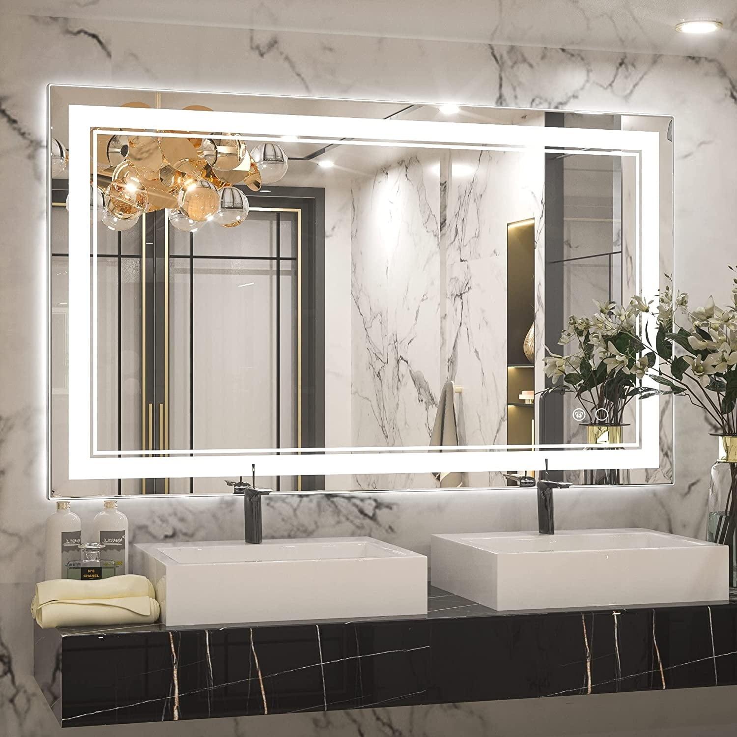 Ivy Bronx Keonjinn 40 X 24 In LED Bathroom Mirror With Lights, Adjustable 3 Color Lights, LED Vanity Mirror, Wall Mounted Anti-Fog Dimmable Mirror, UL Listed LED Driver, HD Tempered Glass(Horizontal/Vertical)