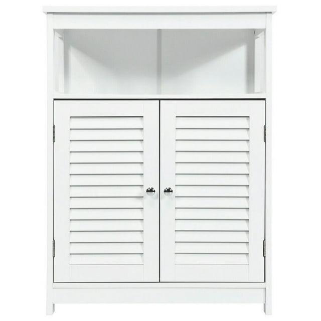 VASAGLE Bathroom Floor Cabinet, Bathroom Storage Cabinet, Freestanding, with Double Shutter Doors and Adjustable Shelf, White