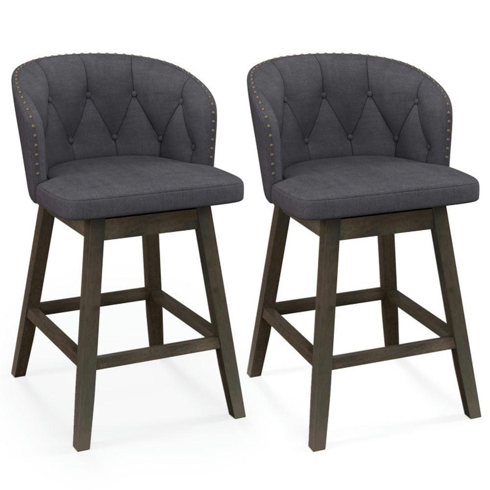 Resenkos Kitchen Counter Bar Chairs, Bar Stools,Counter Height Fabric Upholstered Bar Stools Set of 2-Gray