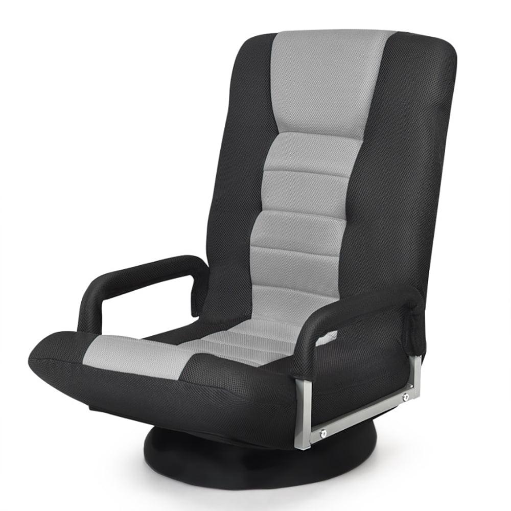 360-Degree Swivel Gaming Floor Chair with Foldable Adjustable Backrest Grey