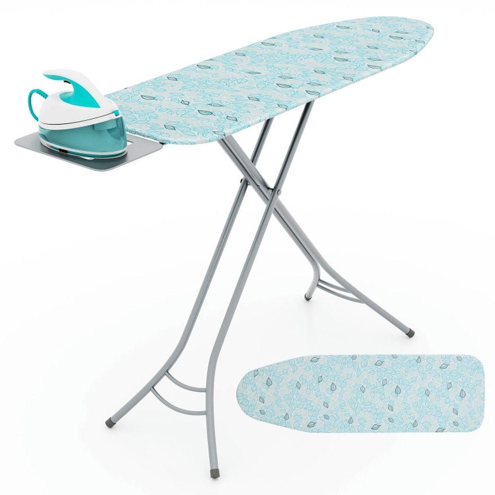 Kepooman Foldable Ironing Board with Iron Rest and Adjustable Height-Turquoise