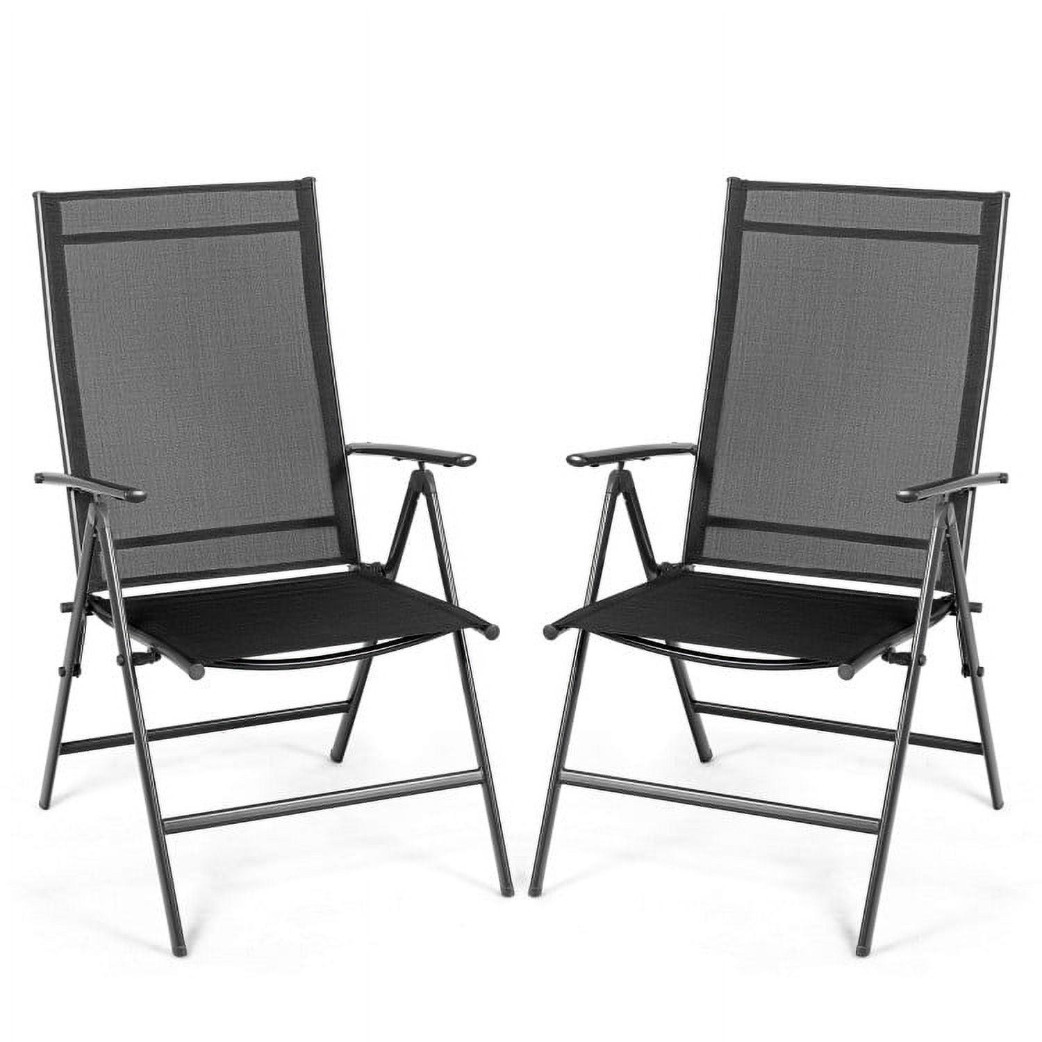 Costway Set of 2 Patio Folding Chair Recliner Adjustable  Black