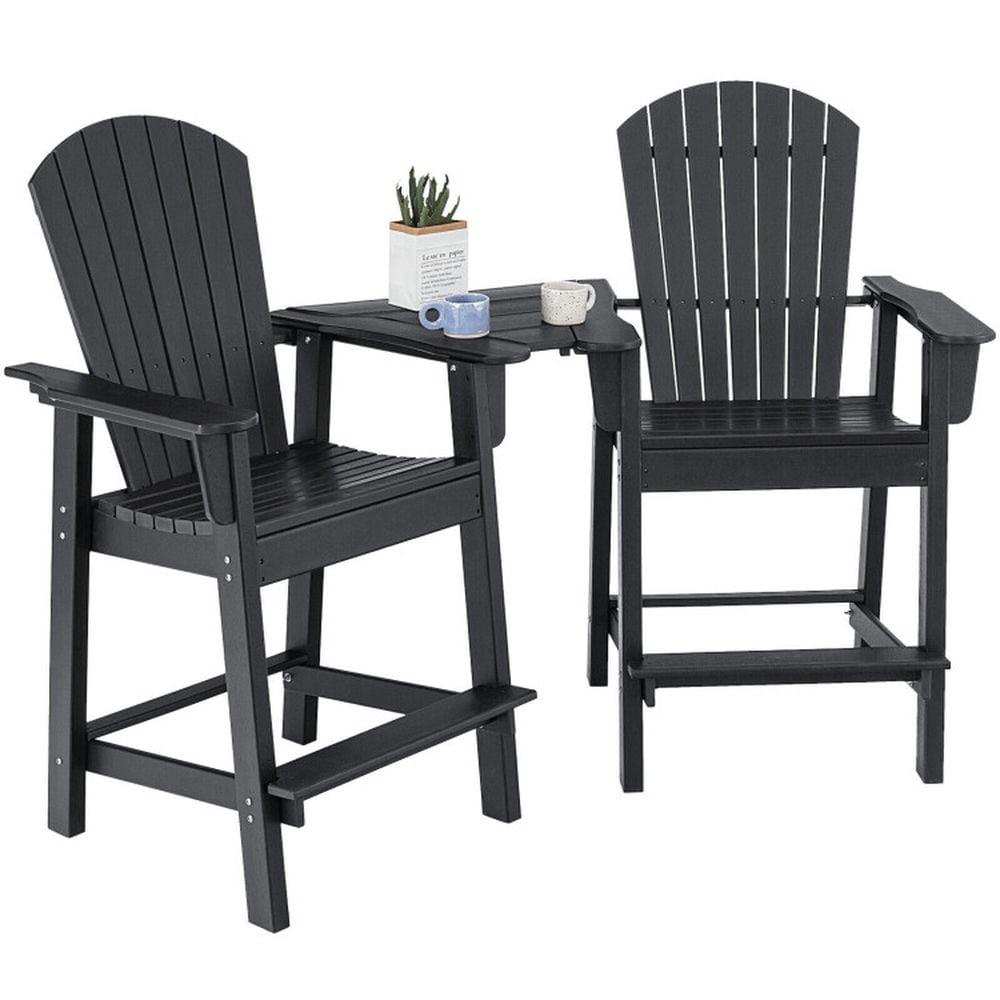 Rosecliff Heights HDPE Tall Adirondack Chair Set with Removable Double Trays (Set of 2)