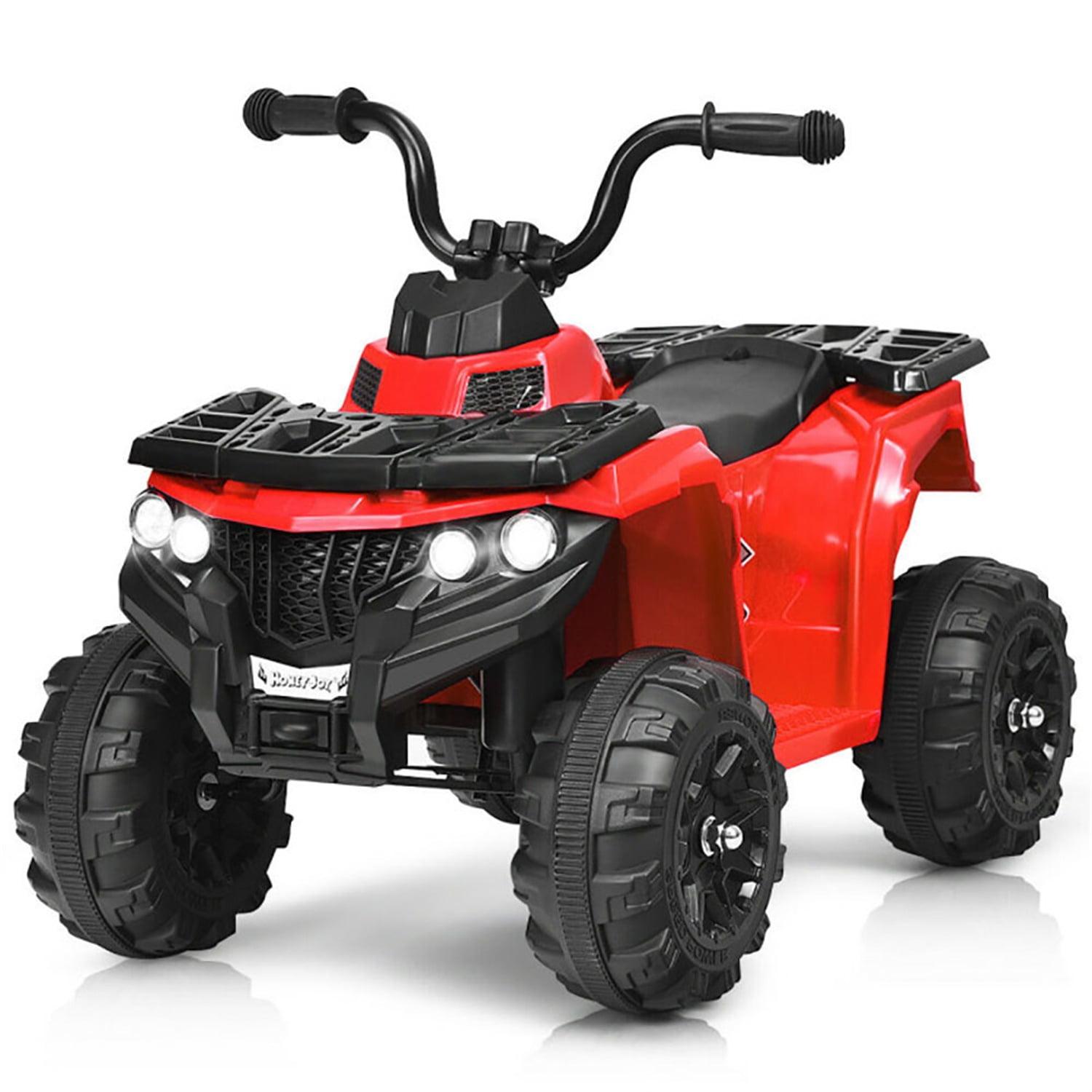 YYAo Kids 6V ATV, 4 Wheeler Ride on Quad Car Toy with LED Lights, Music, Foot Pedal & Wear-Resistant Wheels, Battery Powered Electric Vehicle for Kids Toddler 3+ Years Old, Red