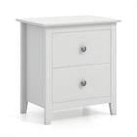 Tangkula Modern Nightstand with Storage 2 Drawers & Support Legs for Bedroom White