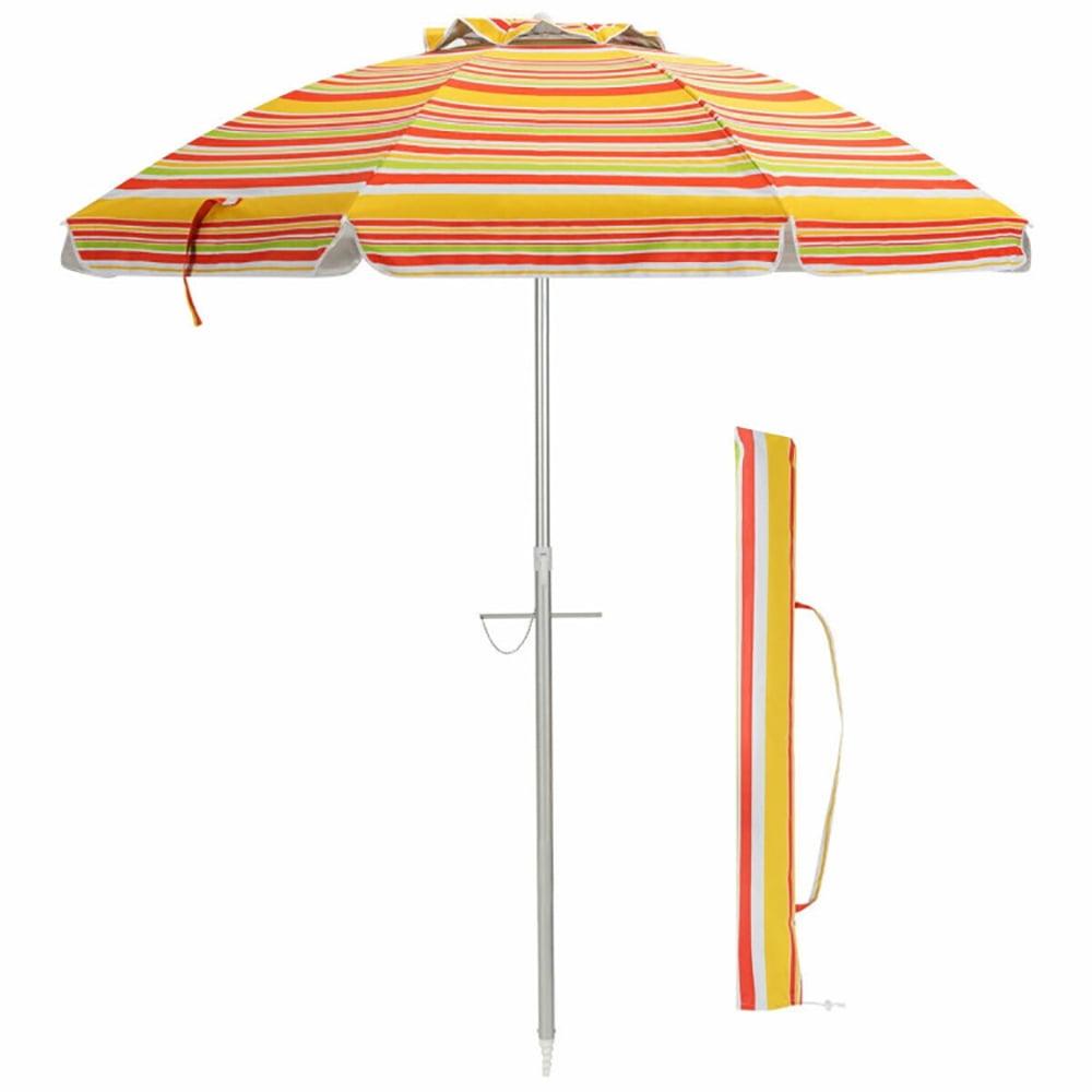 Kadyn Outdoor Patio Umbrella, Outdoor Market Table Umbrella, 6.5 Feet Beach Umbrella with Sun Shade and Carry Bag without Weight Base-Orange