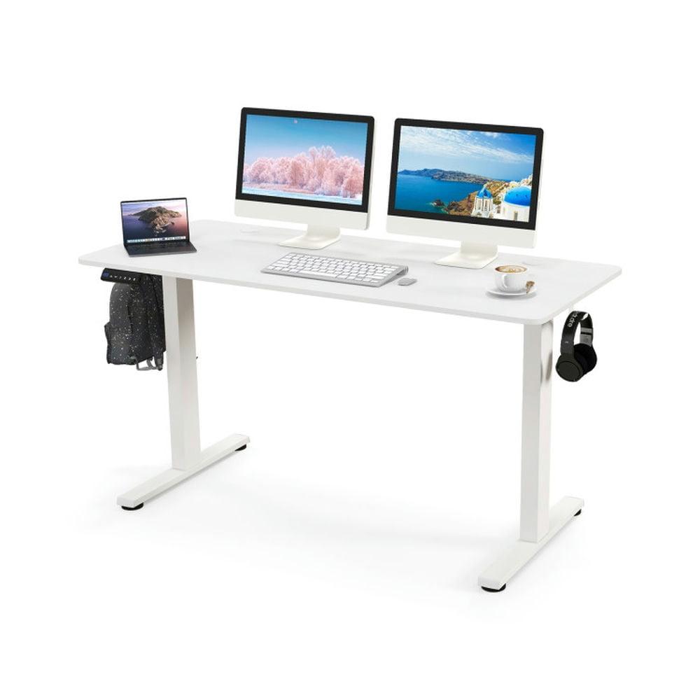 White Adjustable Height Standing Desk with Engineered Wood Top